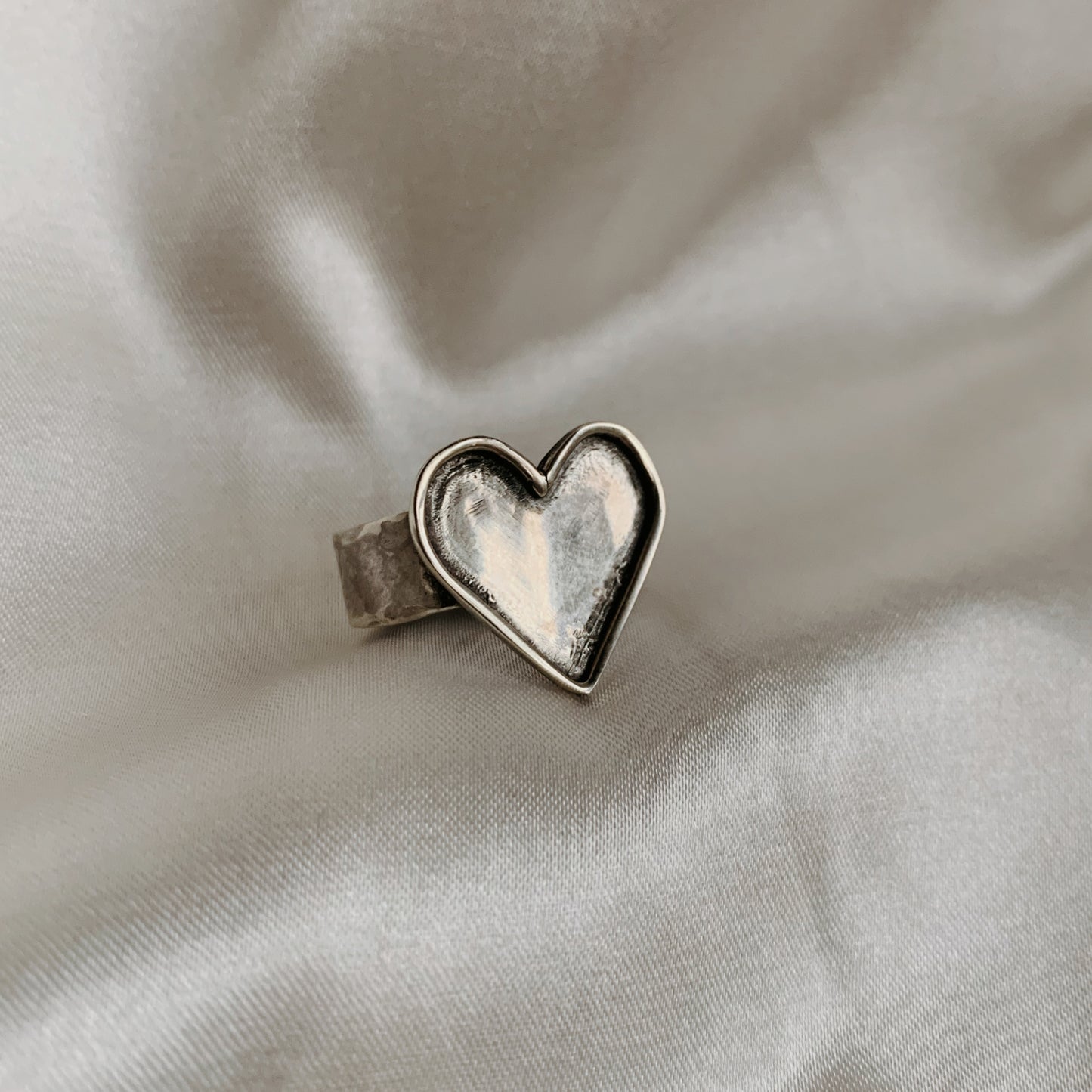 Silver Platter Heart Ring