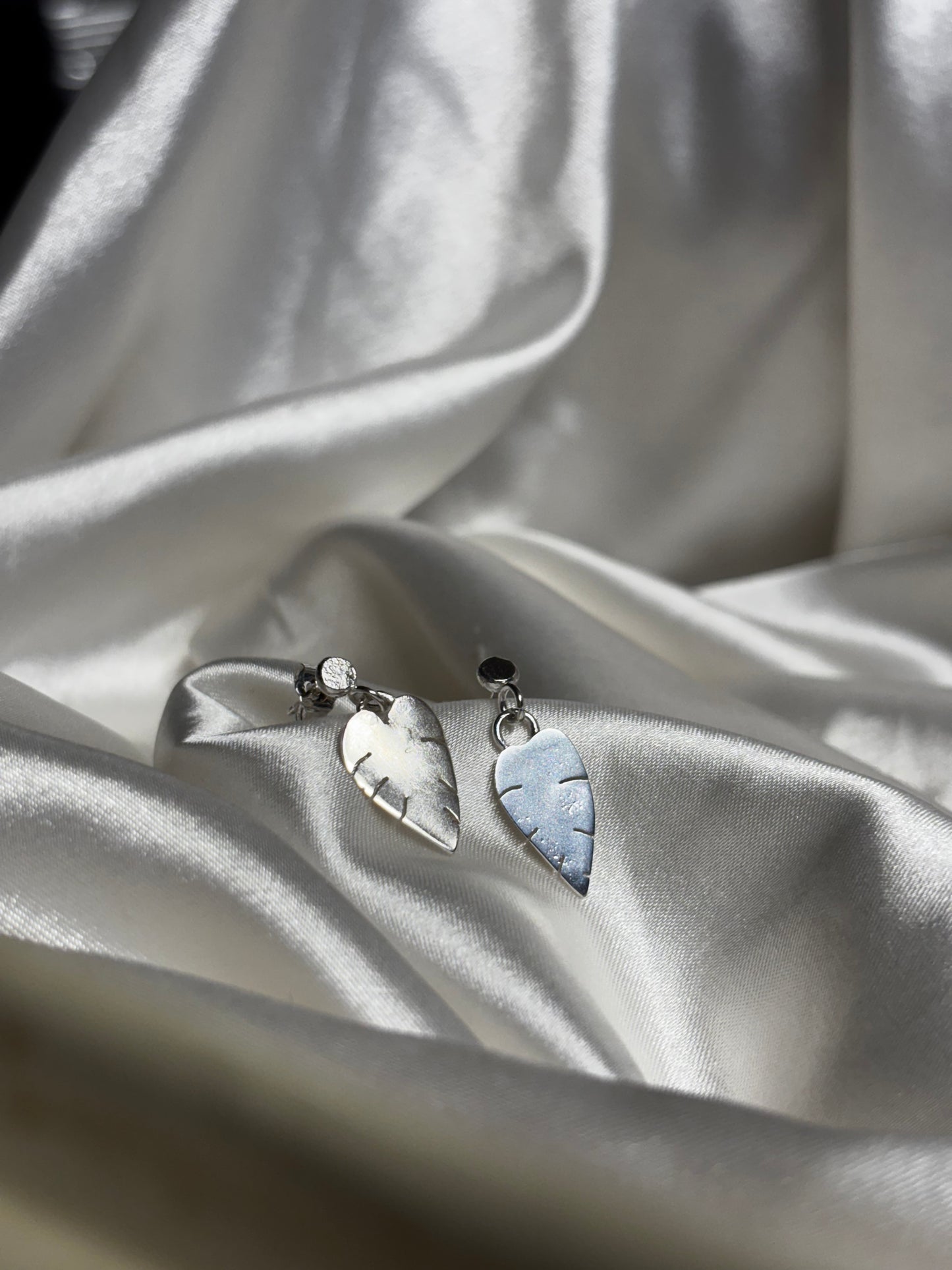 Stud and Leaf Drop Earrings
