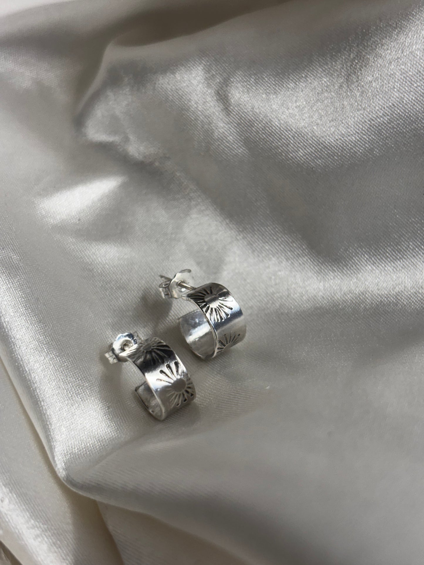 Stamped Silver Hoop Earrings