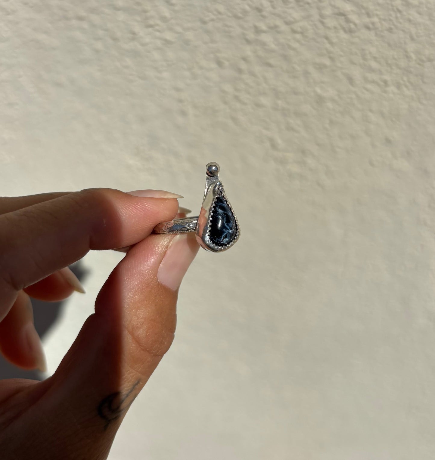 Pietersite Teardrop Ring