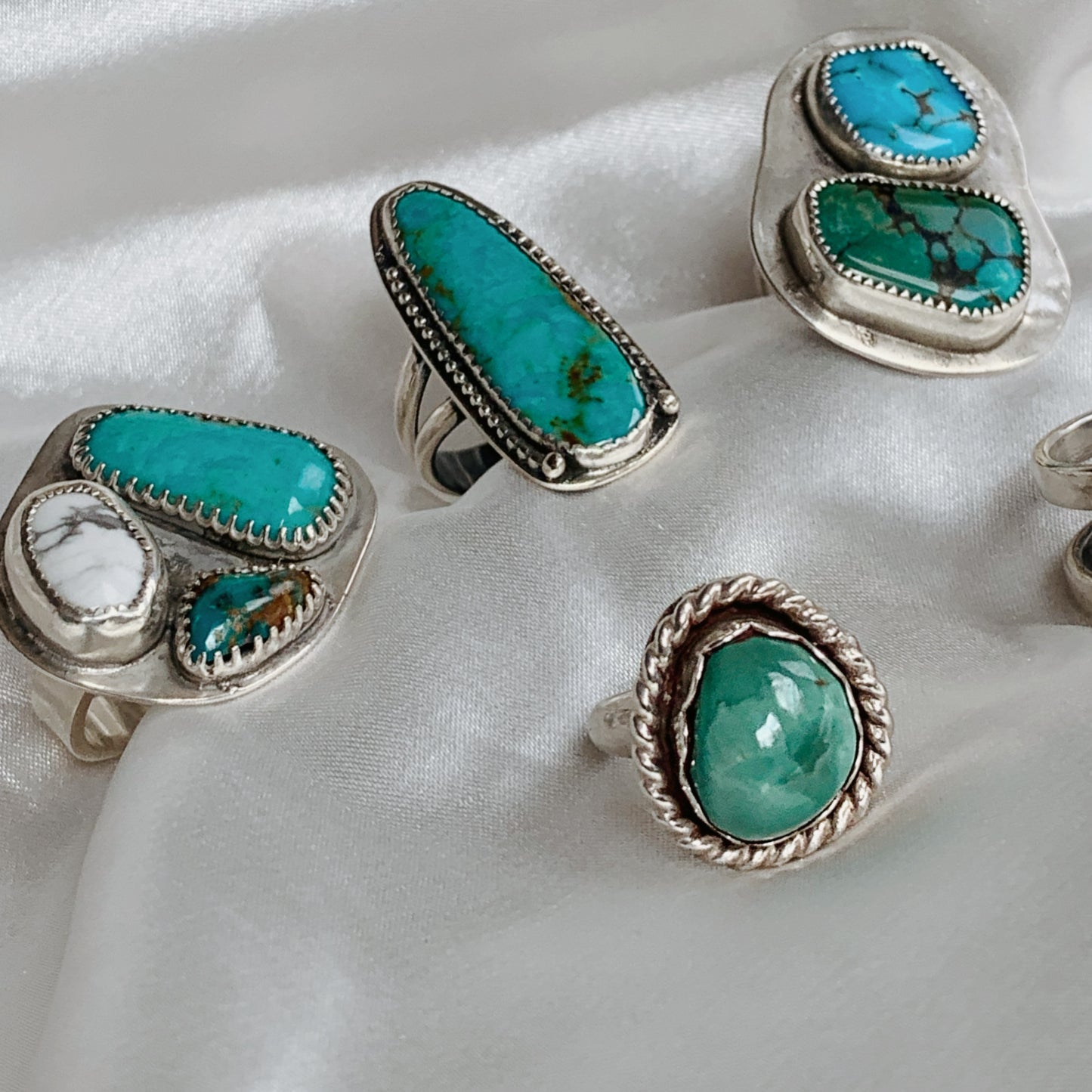 Colorful Retro Mod Two Piece Turquoise Ring