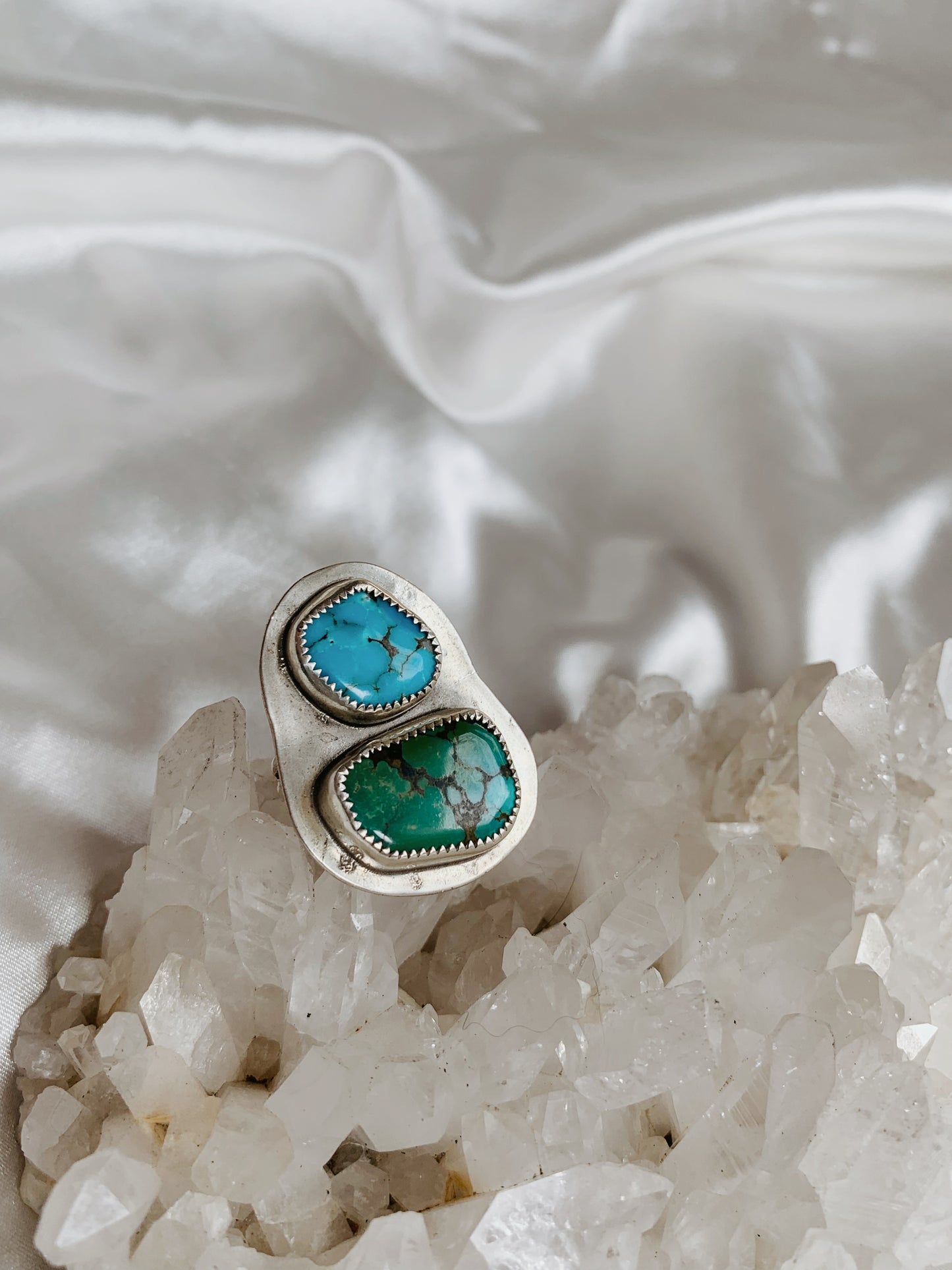 Colorful Retro Mod Two Piece Turquoise Ring