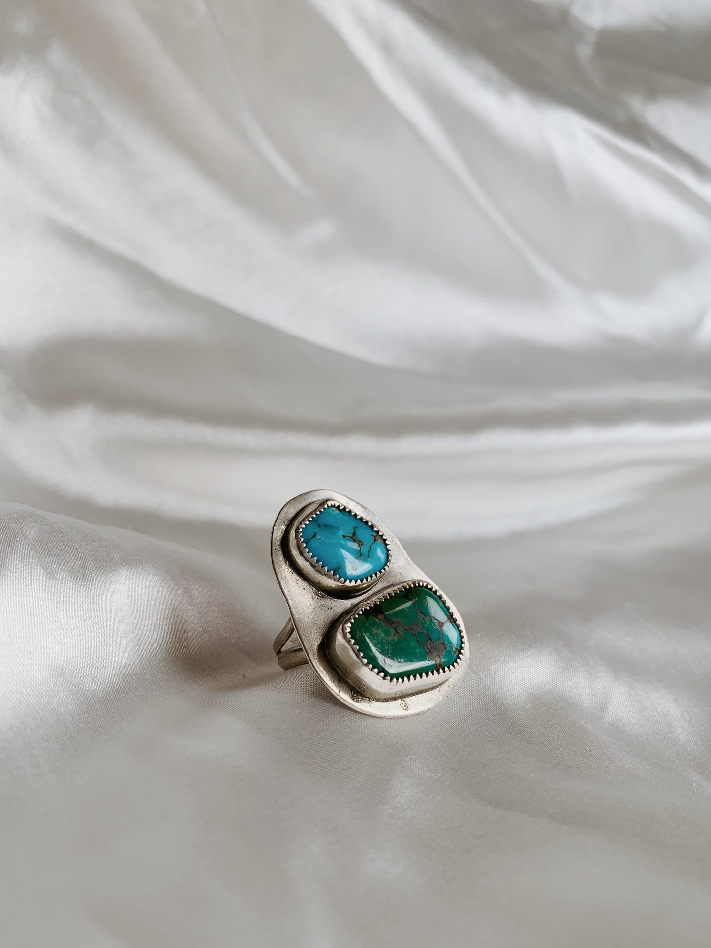 Colorful Retro Mod Two Piece Turquoise Ring