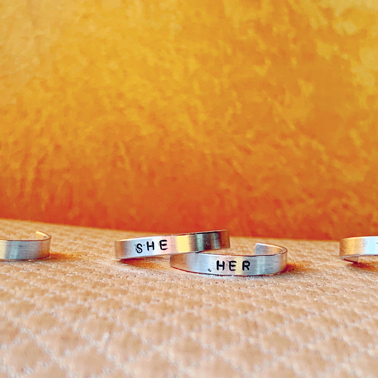 Custom Hand-Stamped Sterling Silver Ring (Pronoun / Word Band)