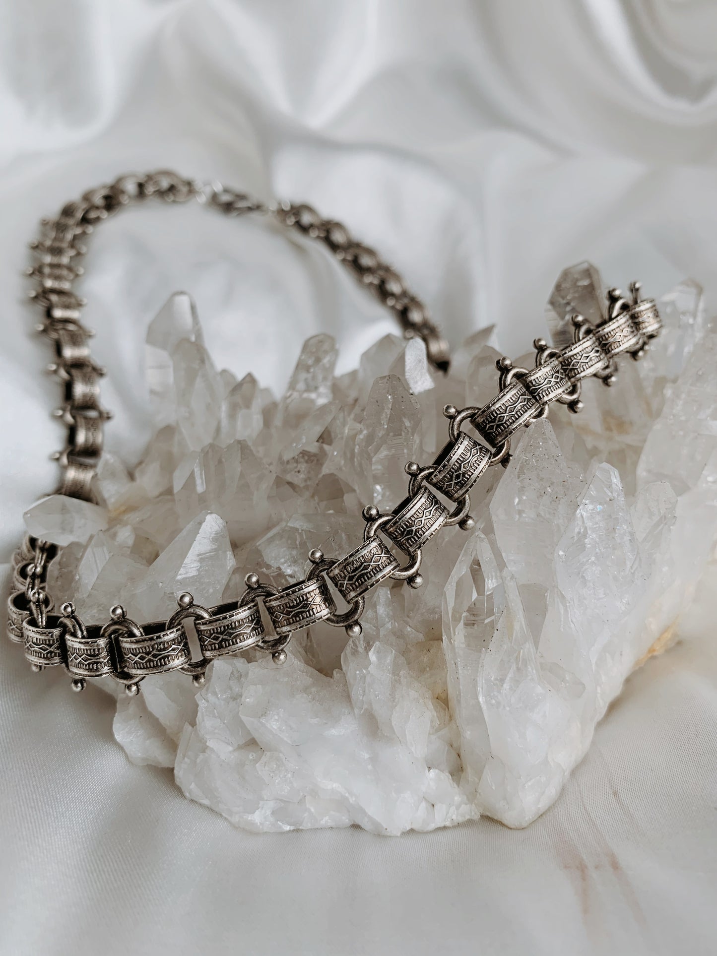 Vintage-Style Chunky Chainlink Necklace – Antique Silver Plated Brass