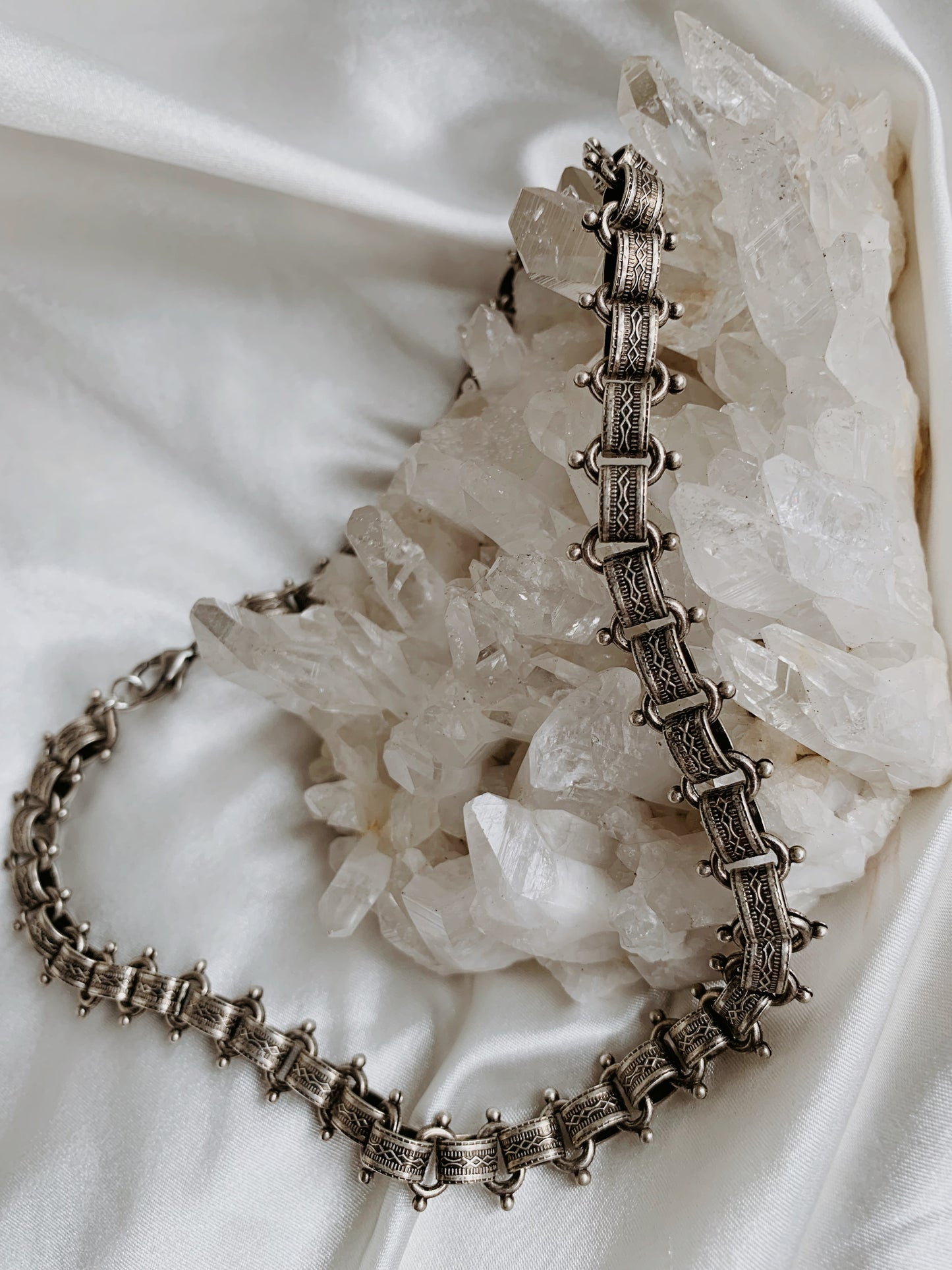 Vintage-Style Chunky Chainlink Necklace – Antique Silver Plated Brass