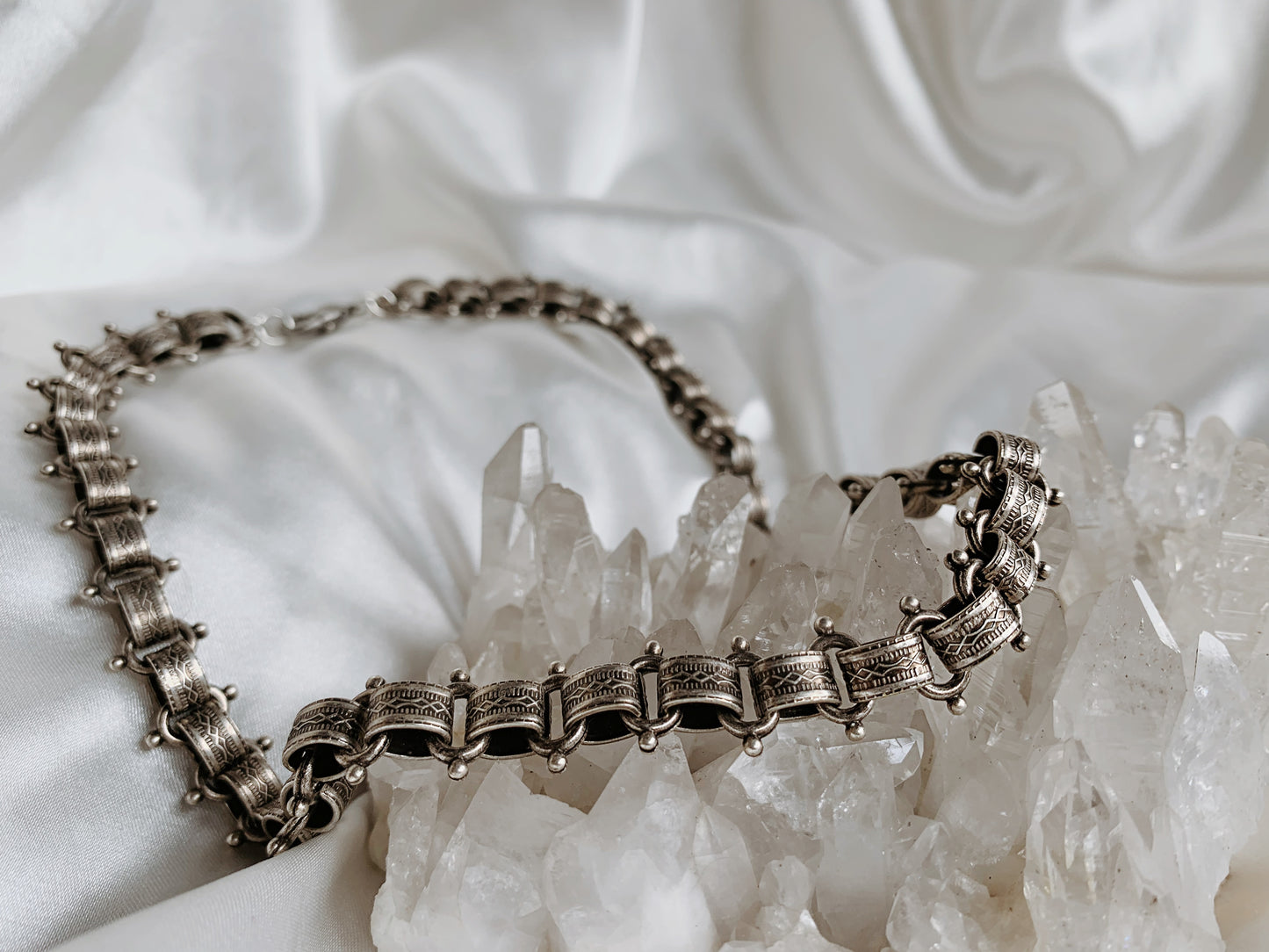 Vintage-Style Chunky Chainlink Necklace – Antique Silver Plated Brass
