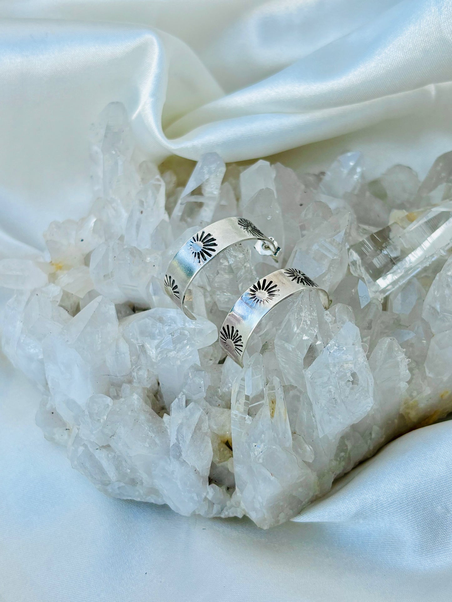 Stamped Silver Hoop Earrings