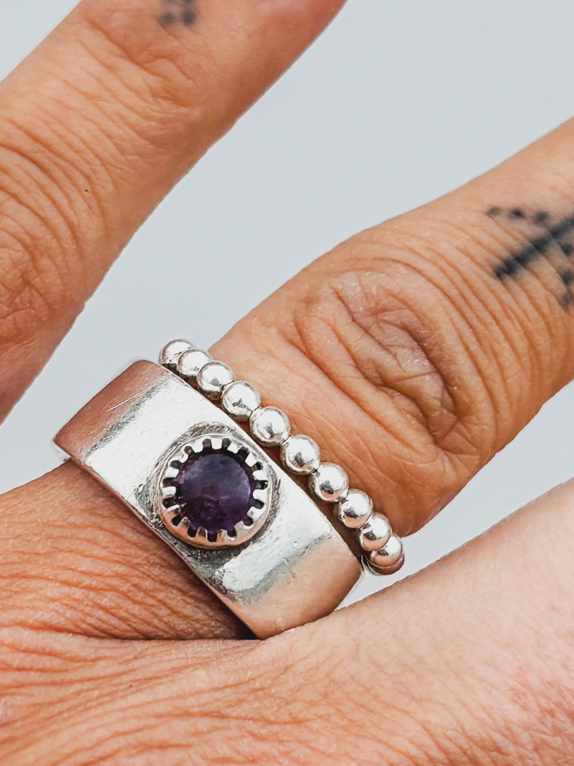 Delicate Sterling Silver Beaded Stacking Band