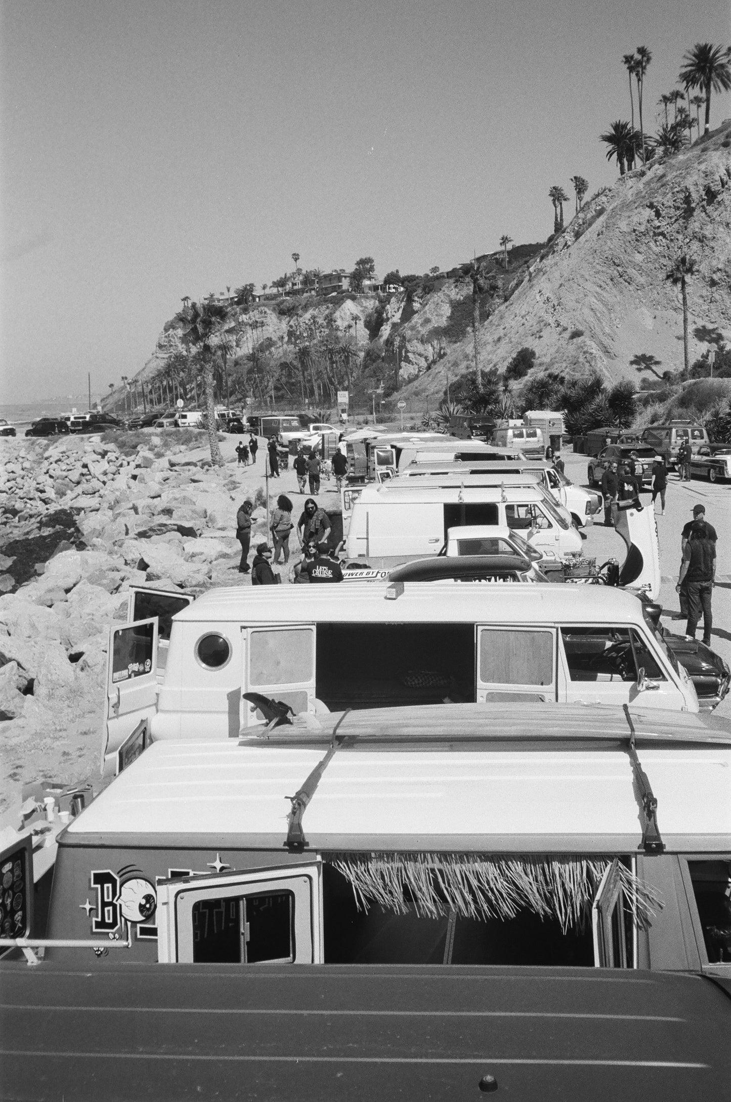 Black and White Surf Photo Print – Sabbath by the Sea, California Street Vans Event – 18x11 Film Photography by Heidi Jo Eigenberger – Frame