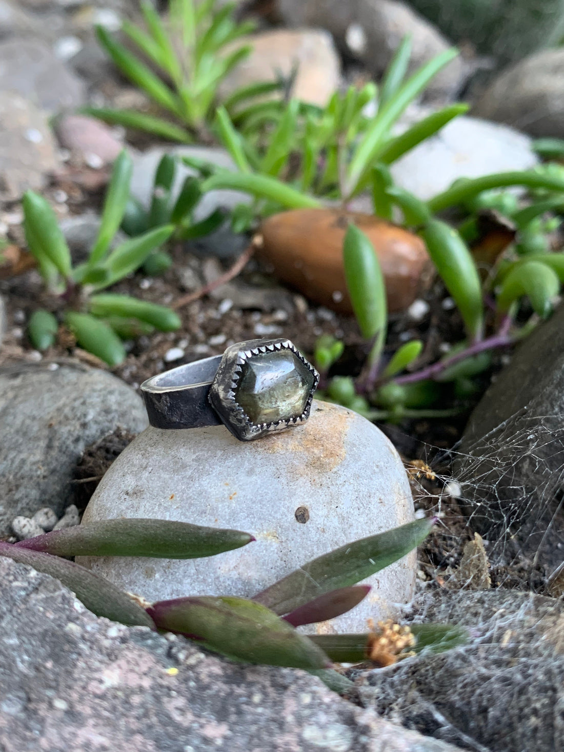 Labradorite Hexagon Ring
