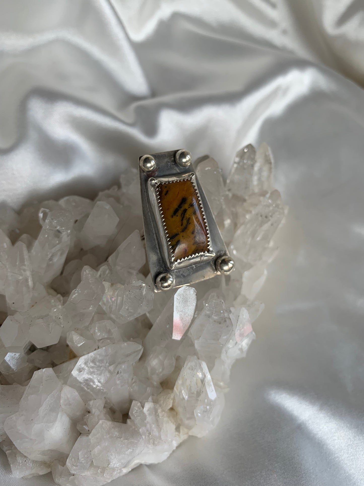 Geometric Tiger Striped Jasper Ring