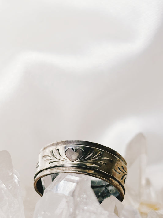Sterling Silver Engraved Heart Stacking Ring