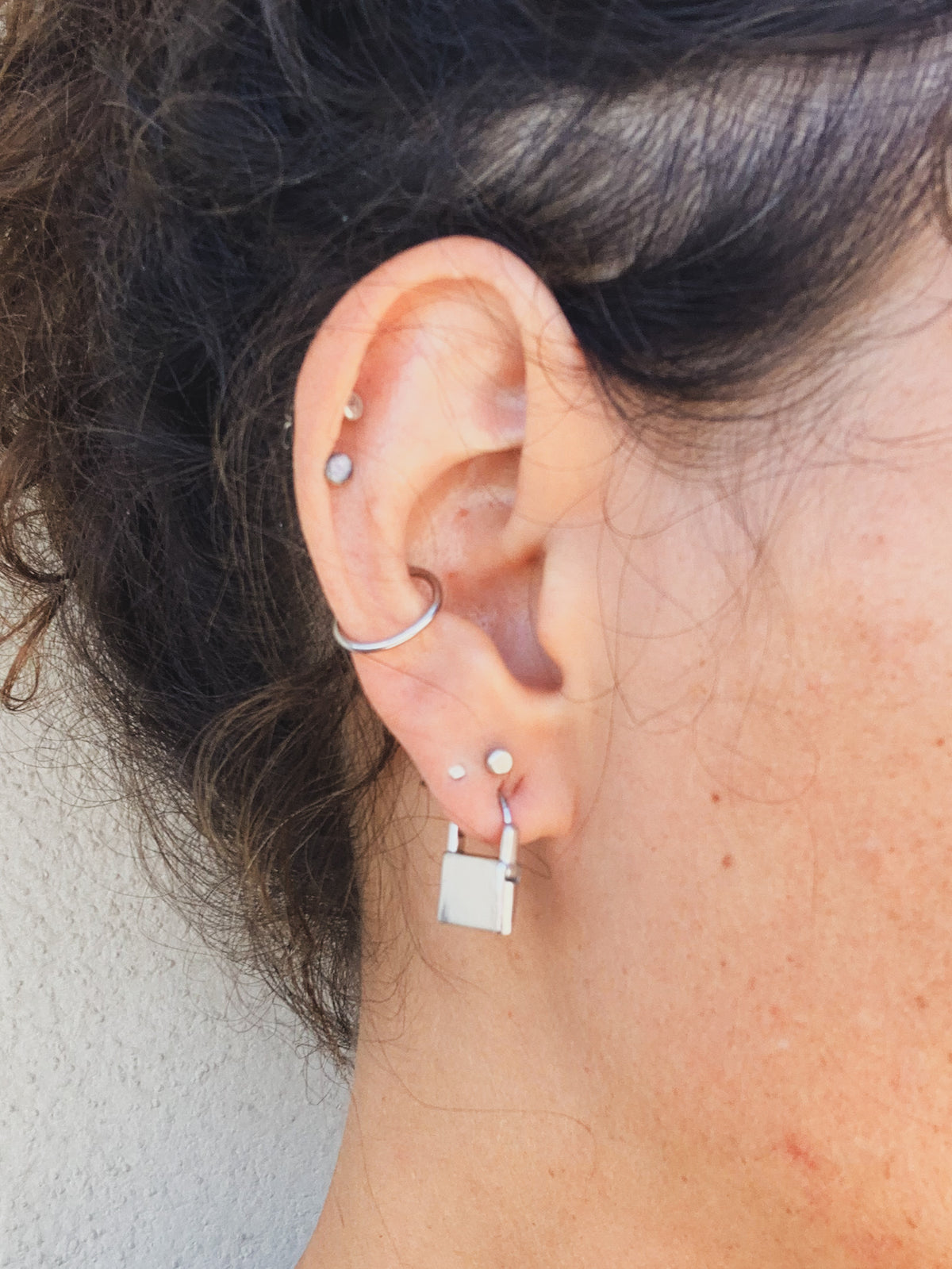 Dainty Lock Huggie Earrings