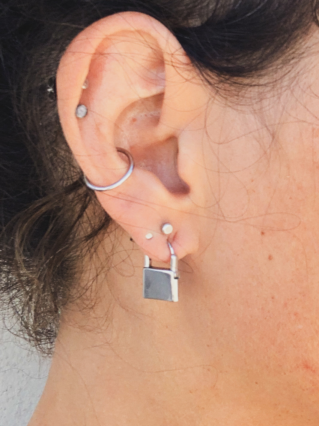 Dainty Lock Huggie Earrings