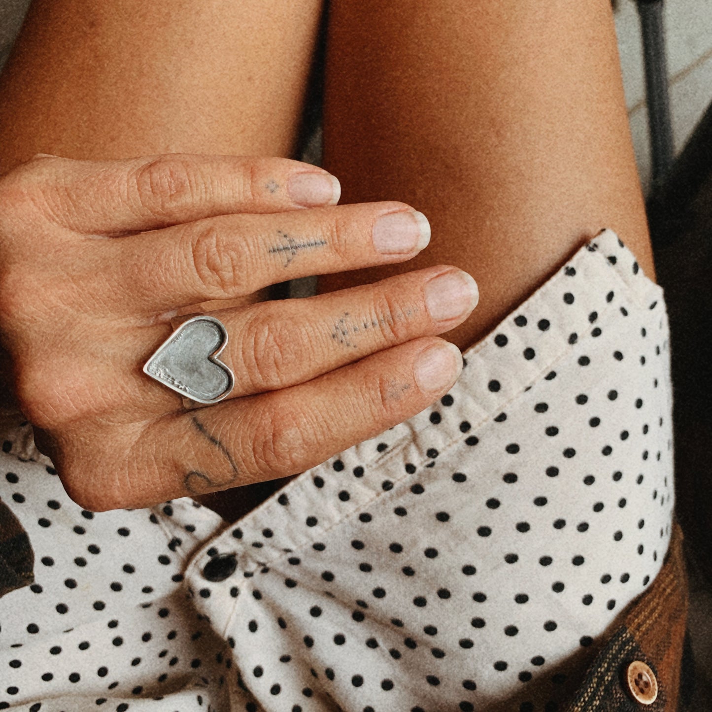 Silver Platter Heart Ring
