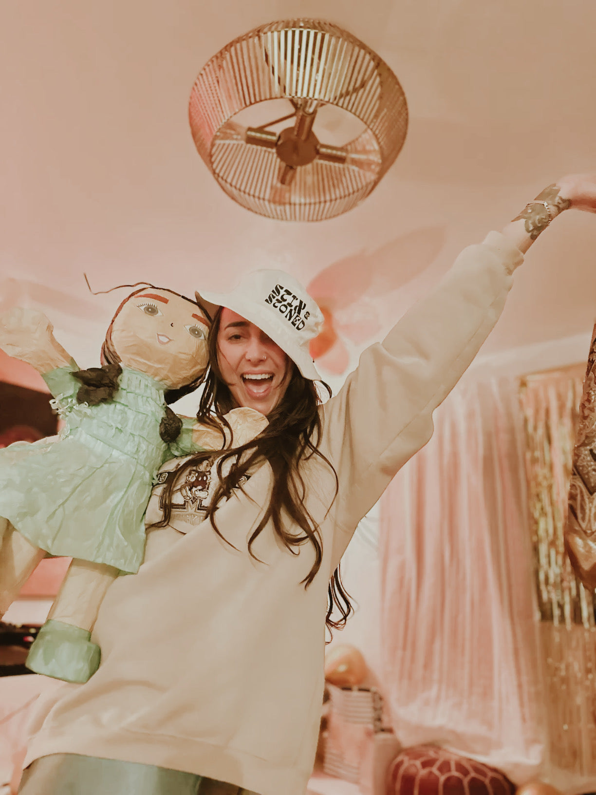Stix and Stoned Life of The Party White Bucket Hat | Summer Style & Fun Vibes |Embroidered Terry Cloth Bucket Hat