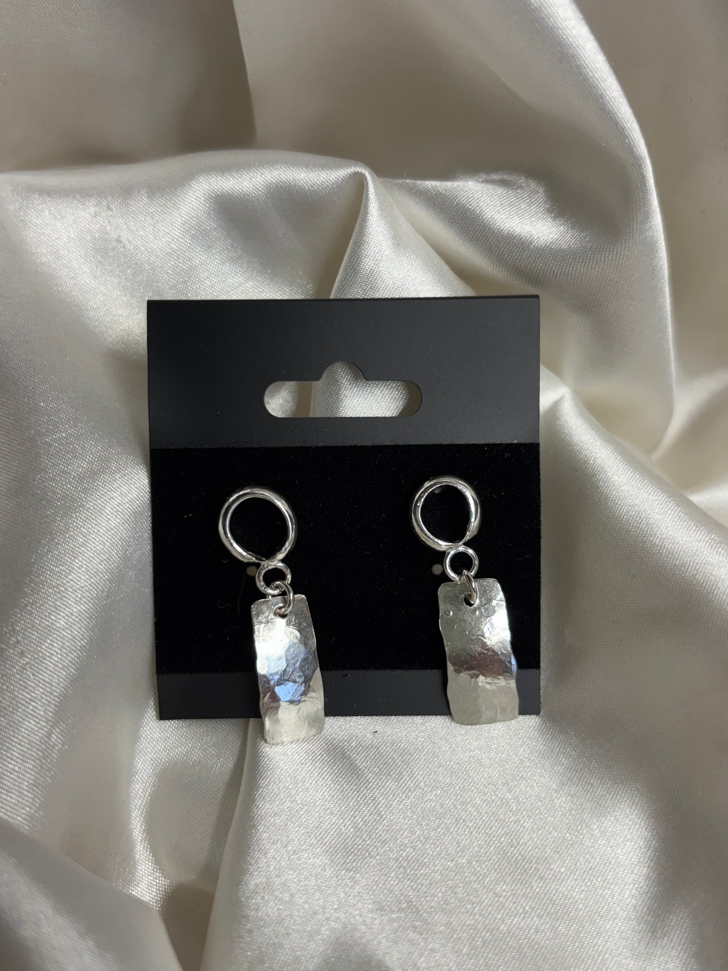 Loop and Hammered Plate Drop Earrings