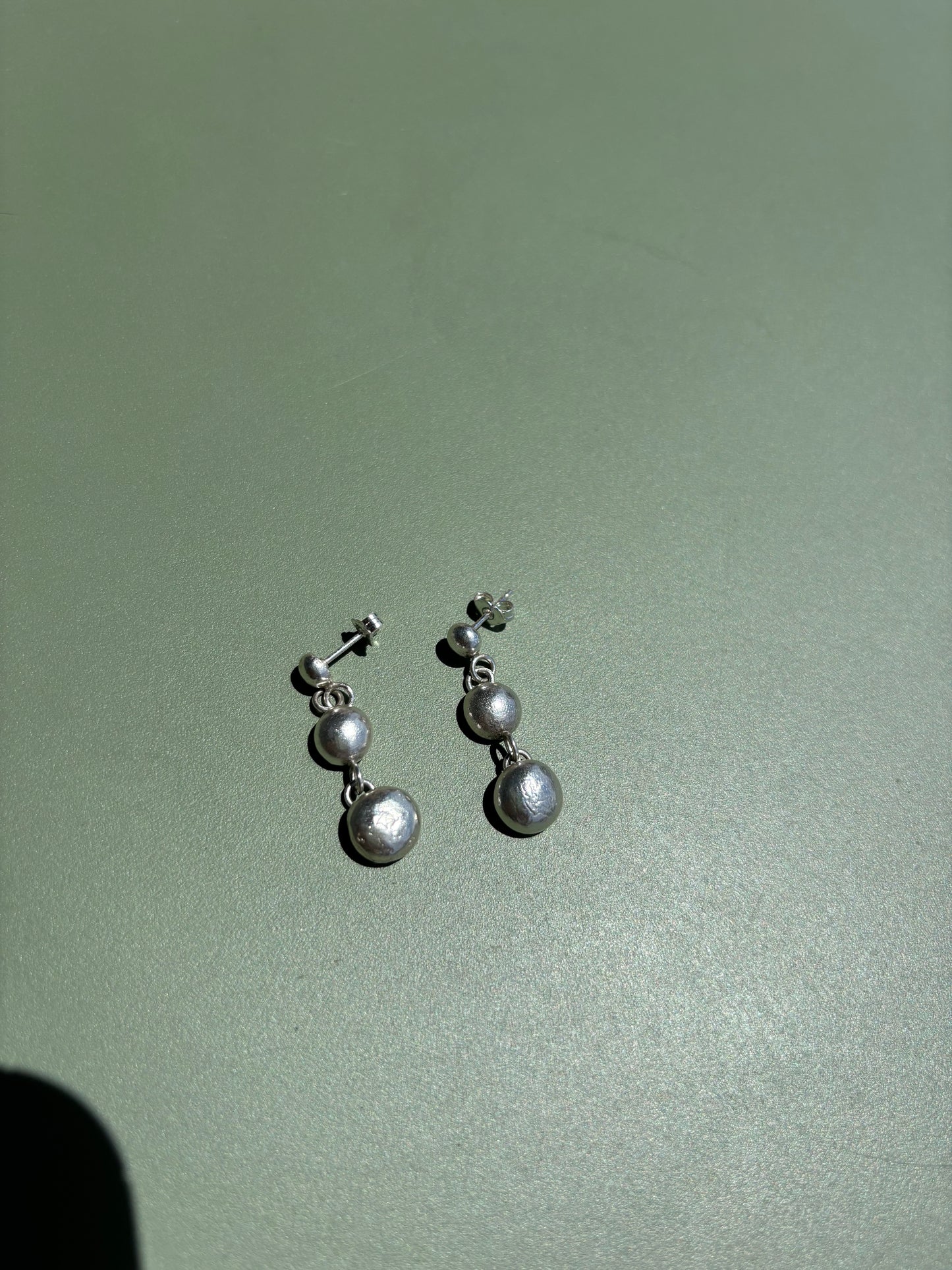 Globe Orbit Earrings | Handmade Sculptural Silver Drops | Modern Artisan Statement Studs