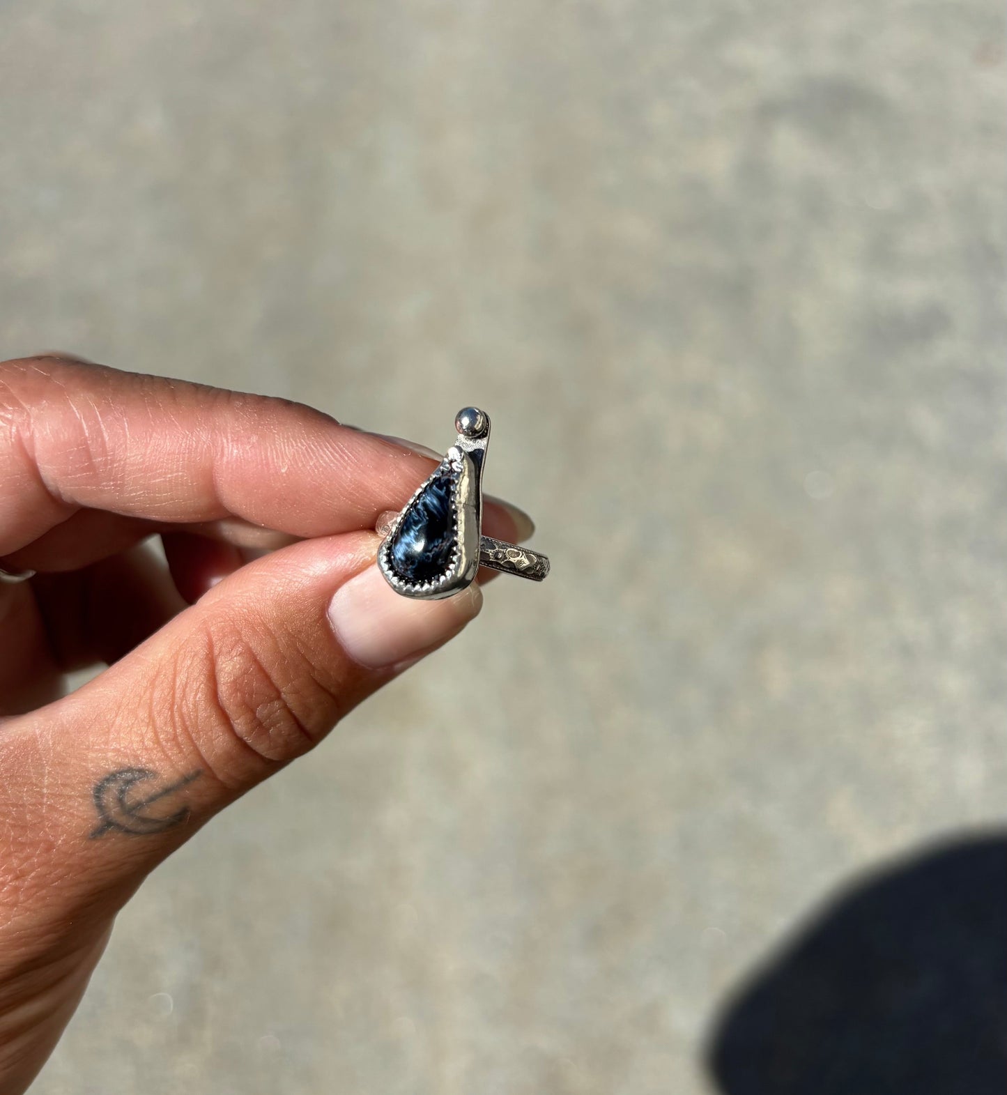 Pietersite Teardrop Ring