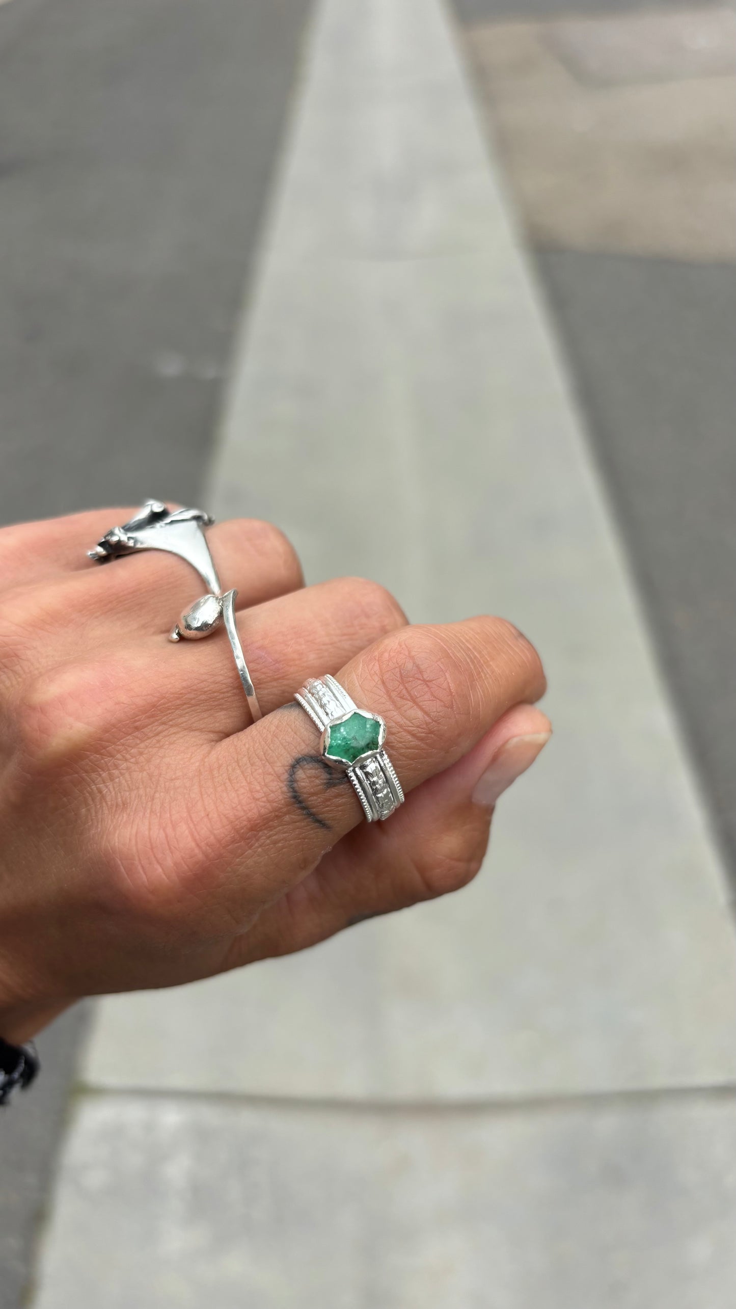 Emerald Silver Ring