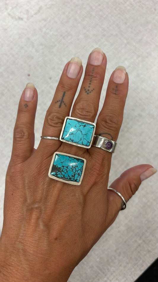 Matching Square Turquoise Stone Set – Ideal for Custom Jewelry (Pair)