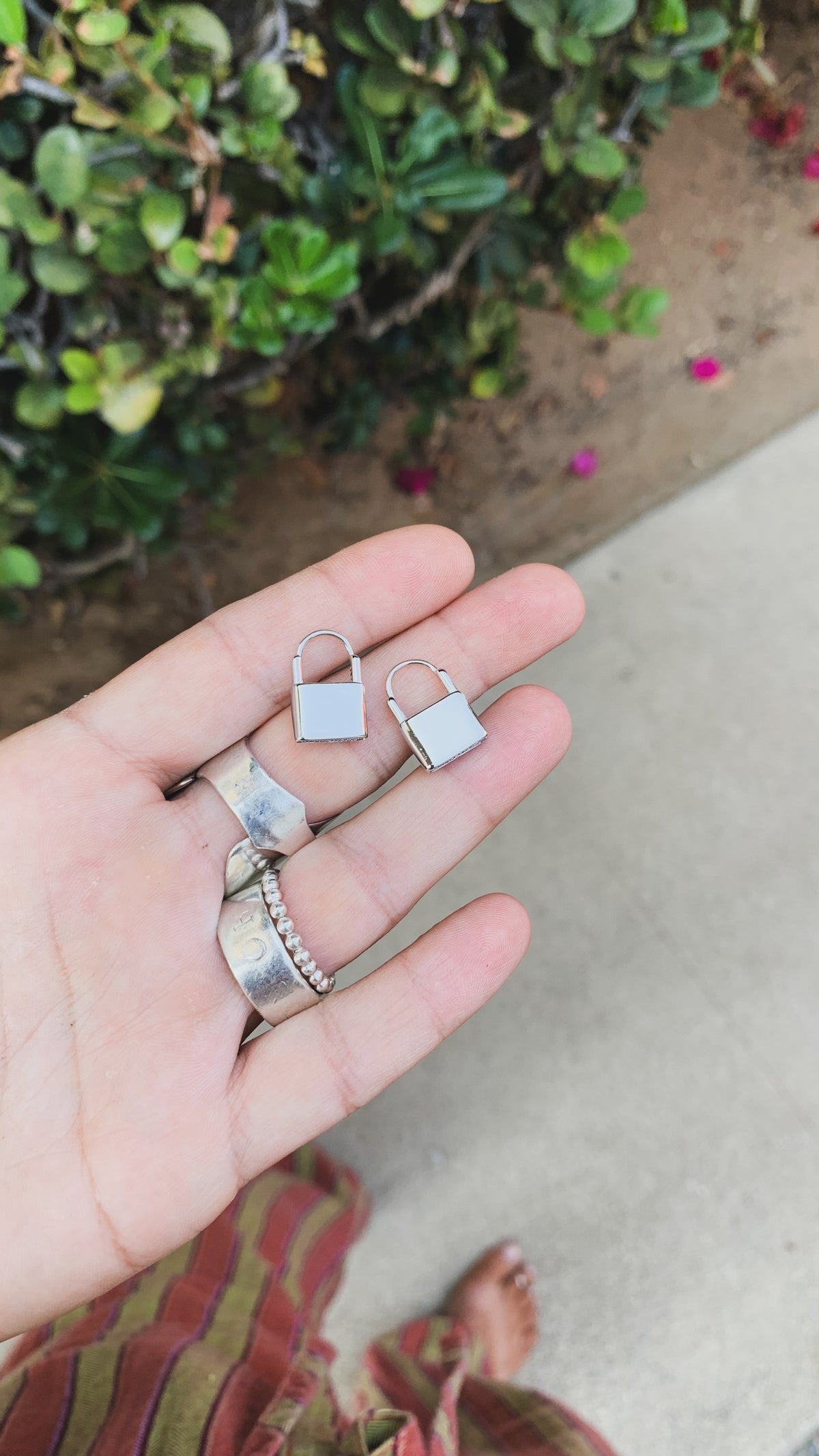 Dainty Lock Huggie Earrings