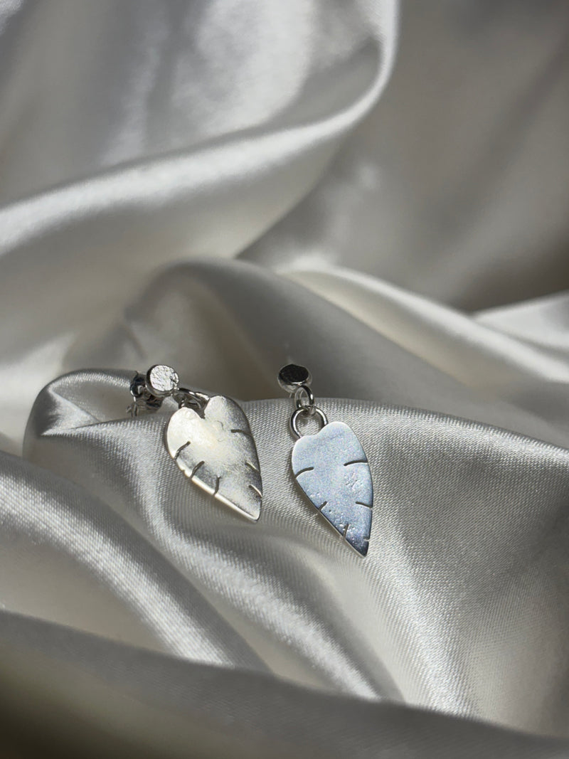 Stud and Leaf Drop Earrings
