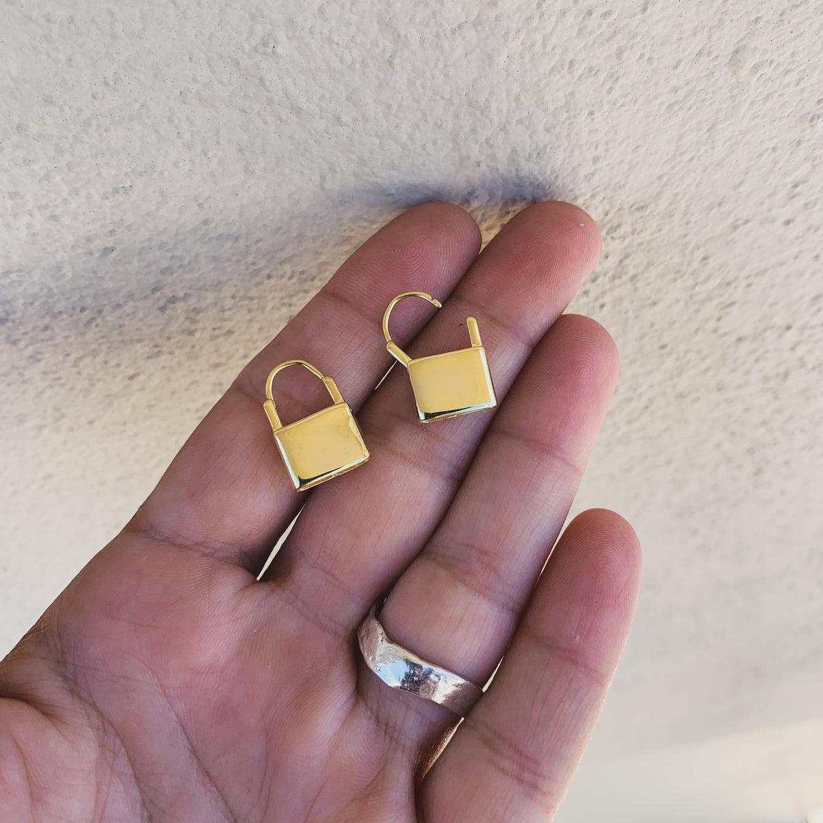 Dainty Lock Huggie Earrings