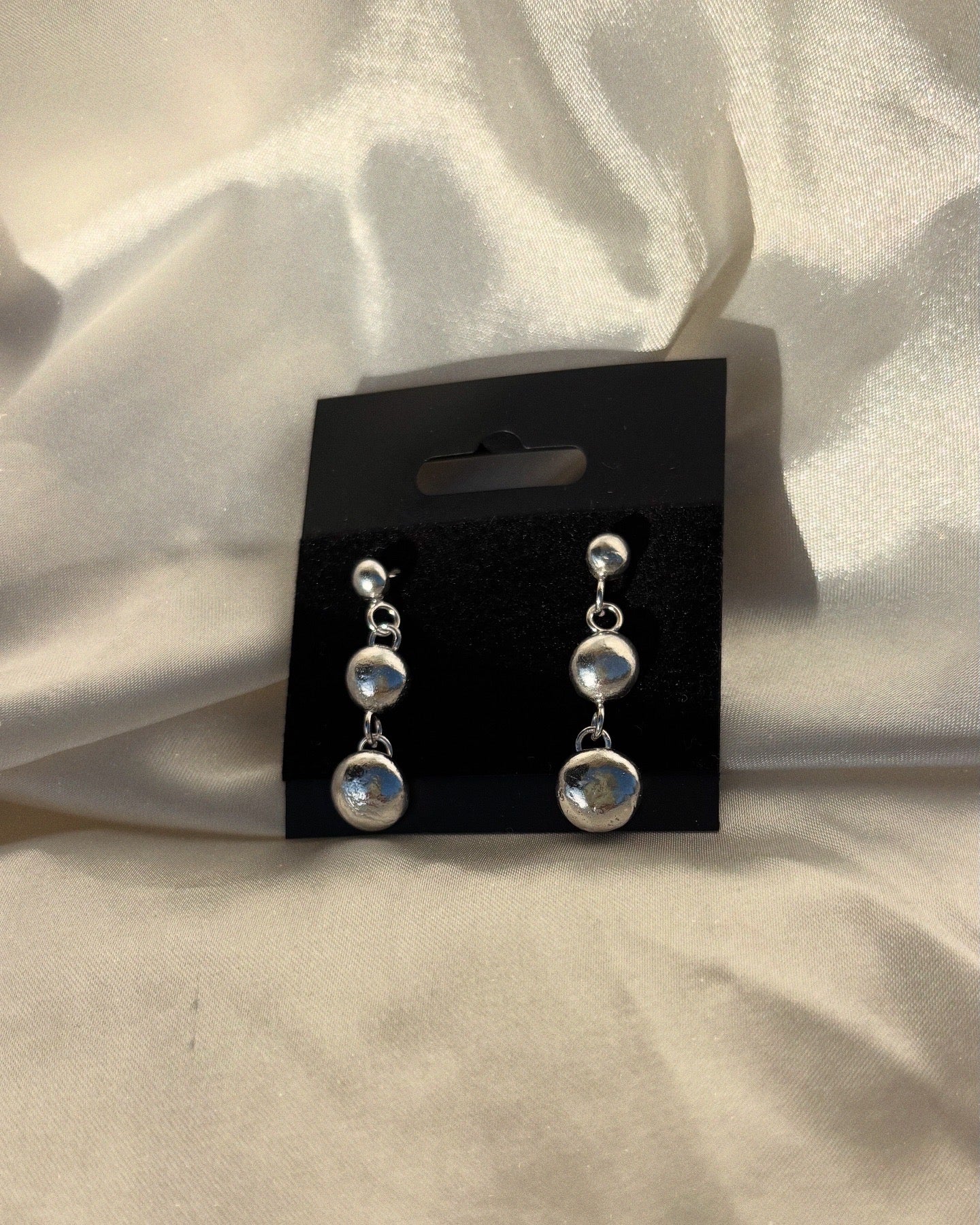 Globe Orbit Earrings | Handmade Sculptural Silver Drops | Modern Artisan Statement Studs