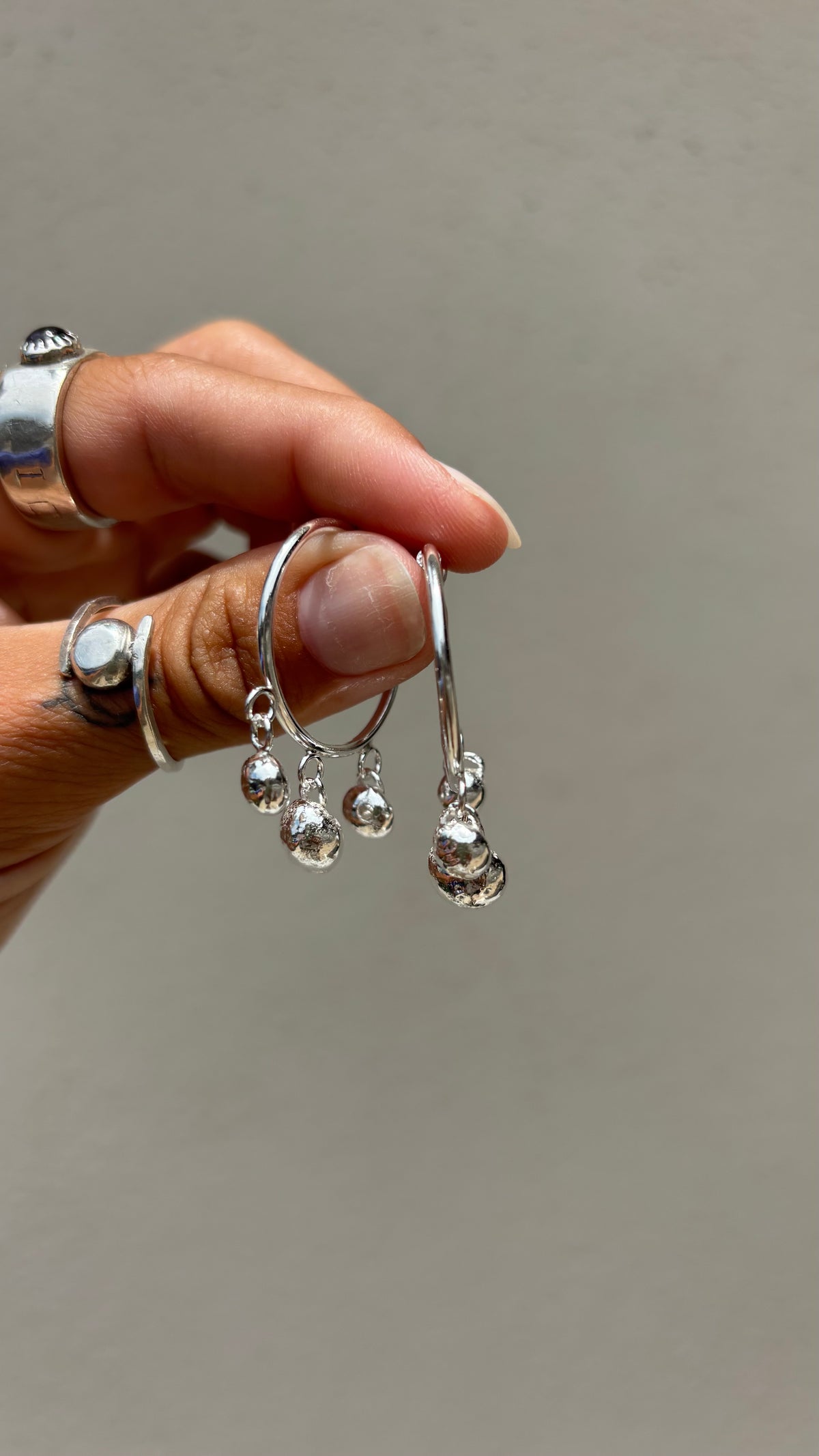 Sterling Silver Ball Drop Hoops