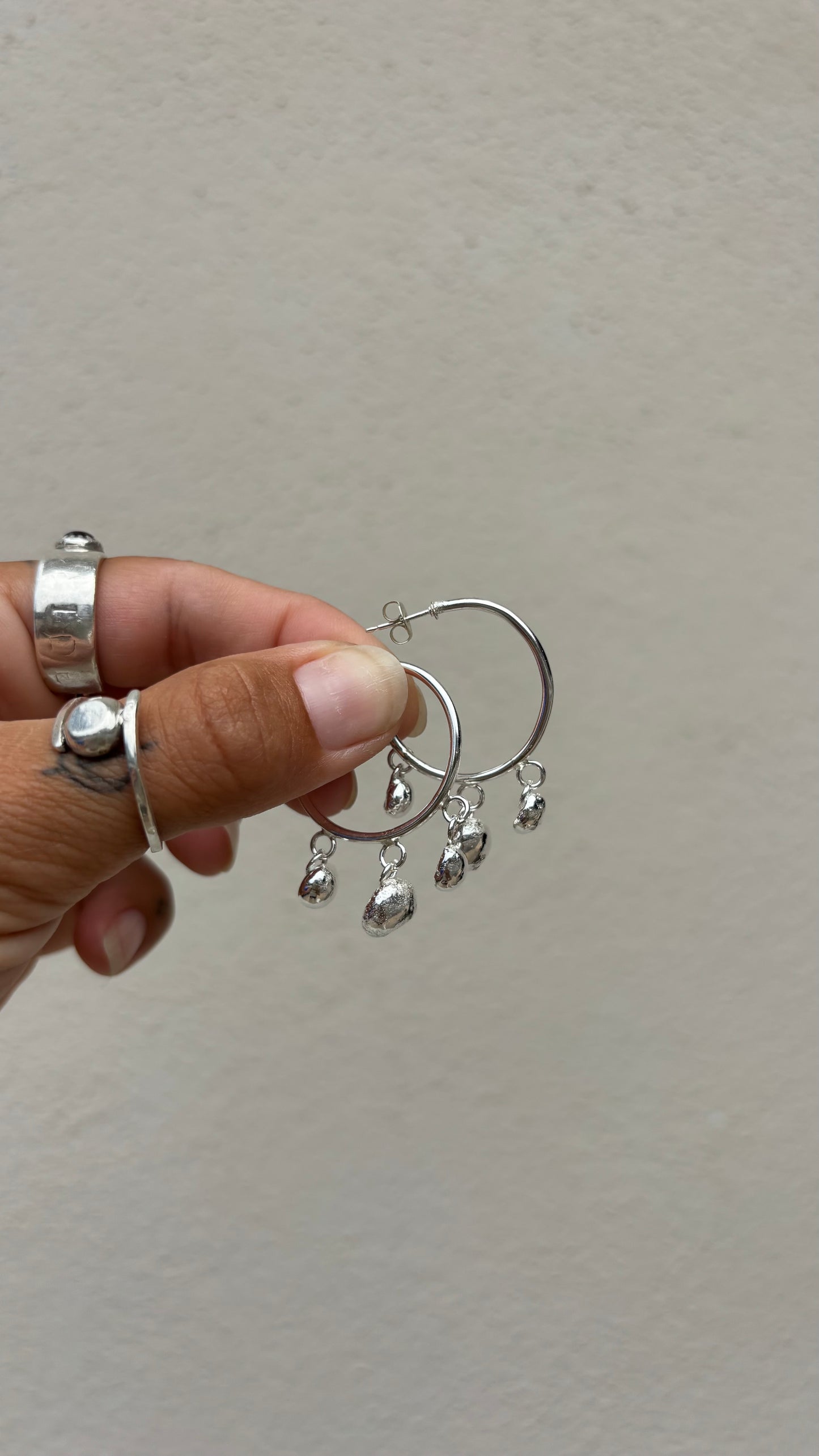 Sterling Silver Ball Drop Hoops