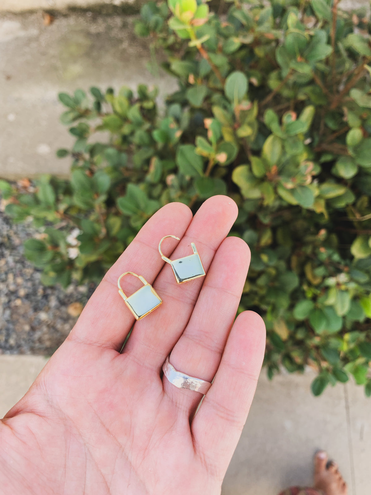 Dainty Lock Huggie Earrings