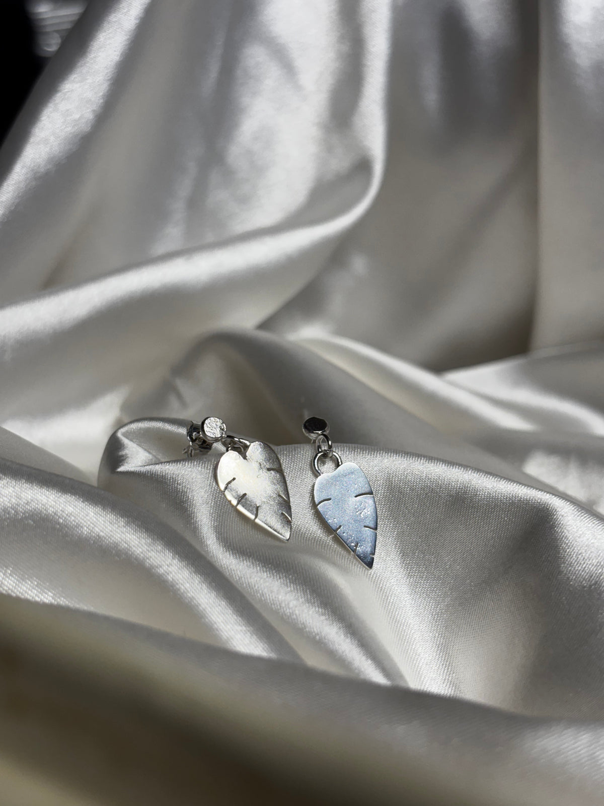 Stud and Leaf Drop Earrings