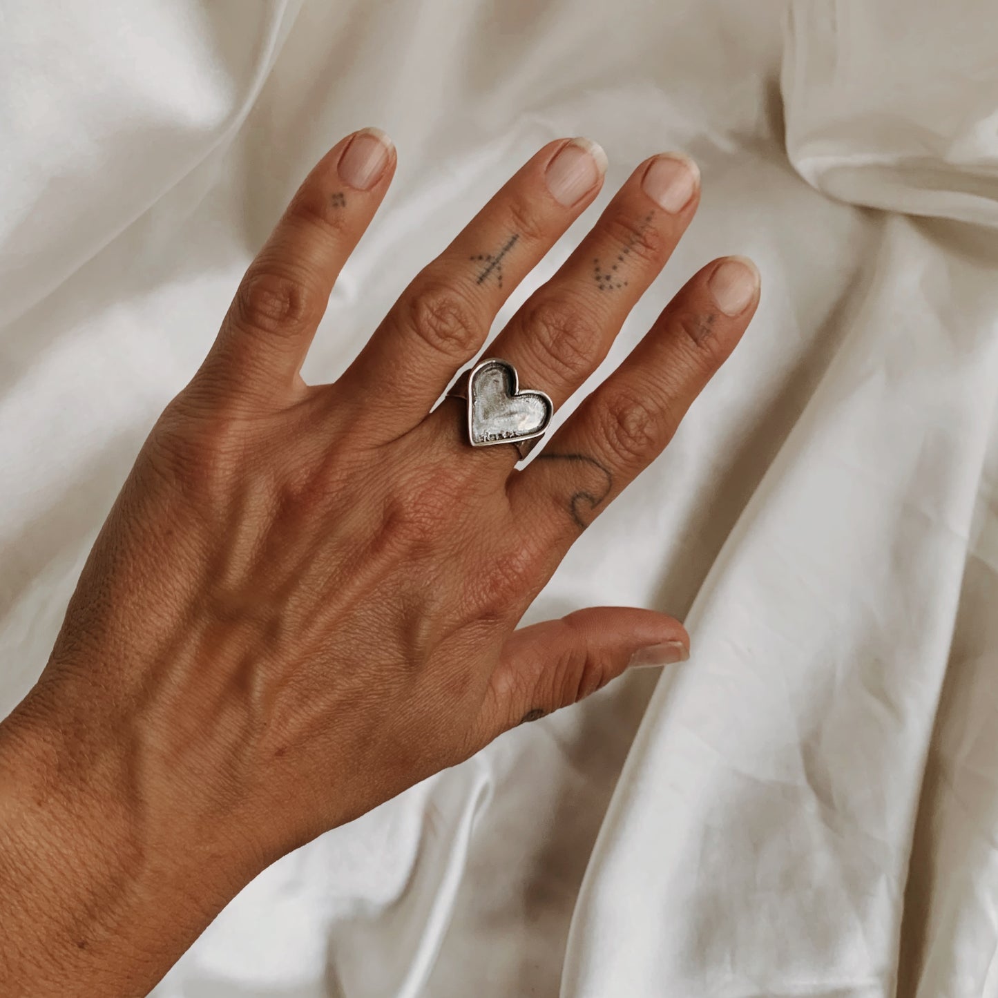 Silver Platter Heart Ring