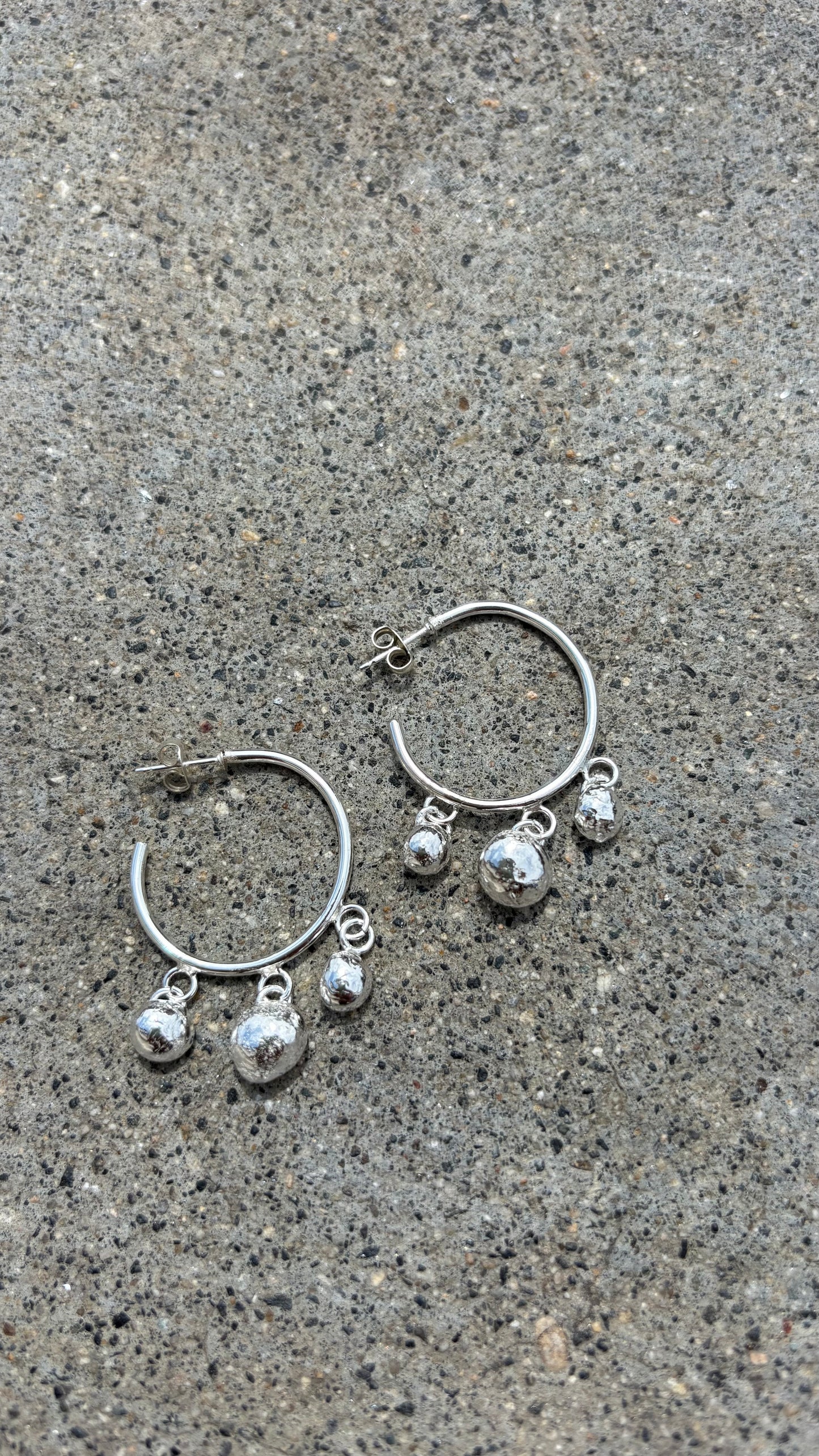 Sterling Silver Ball Drop Hoops