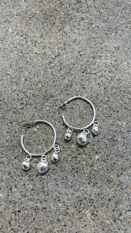 Sterling Silver Ball Drop Hoops