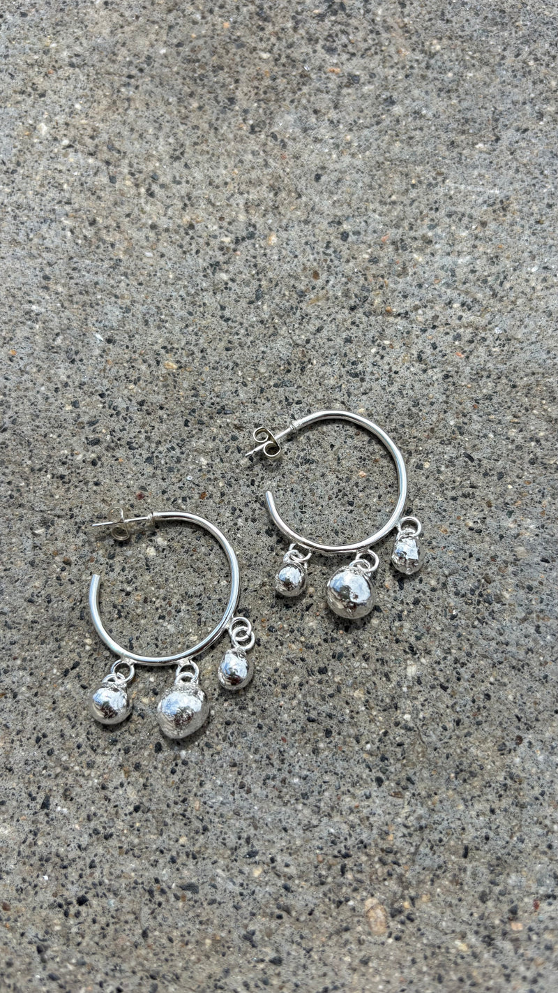 Sterling Silver Ball Drop Hoops