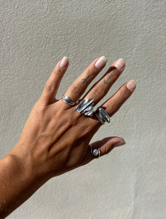 Silver Sculpture Art Ring