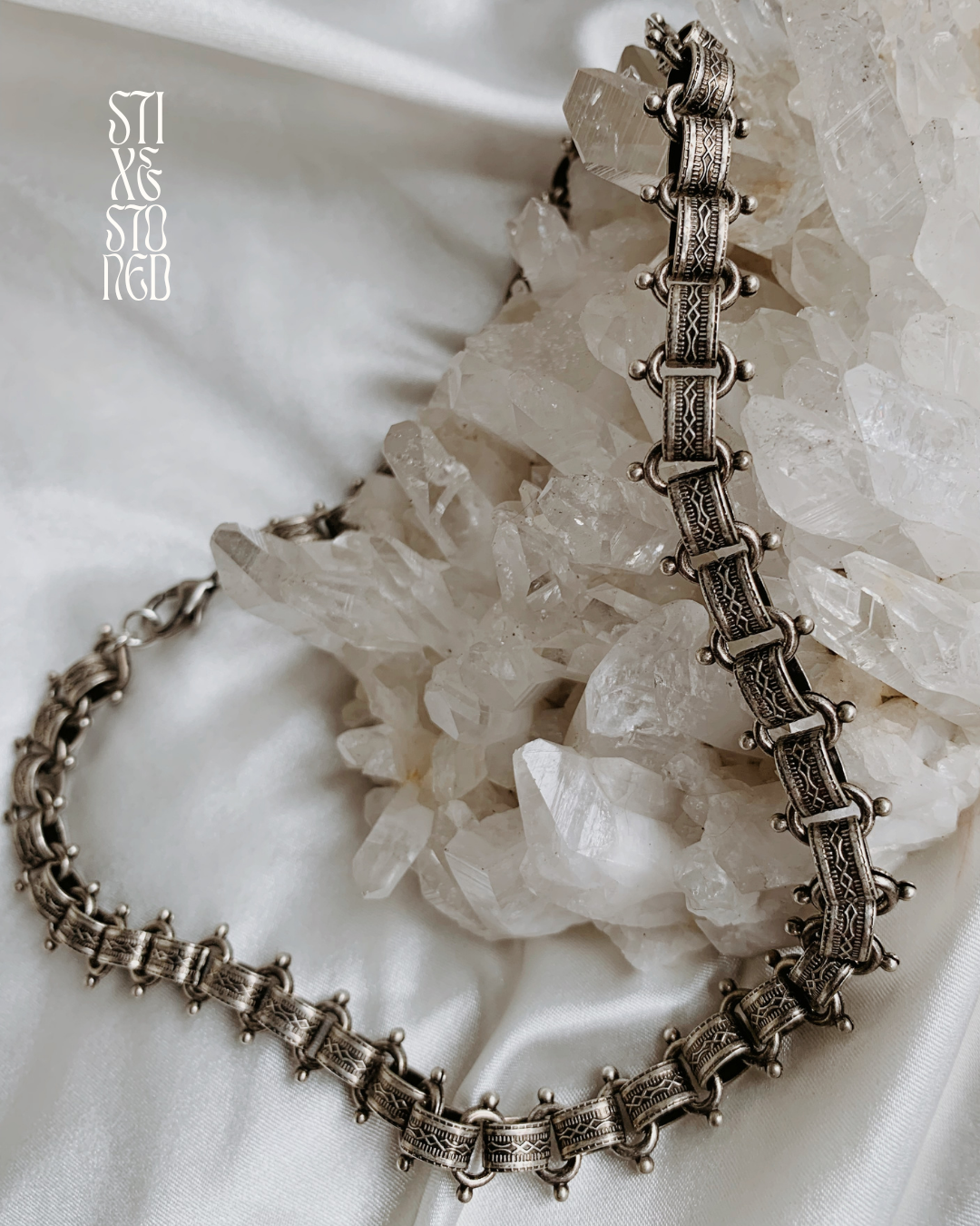 Vintage-Style Chunky Chainlink Necklace – Antique Silver Plated Brass