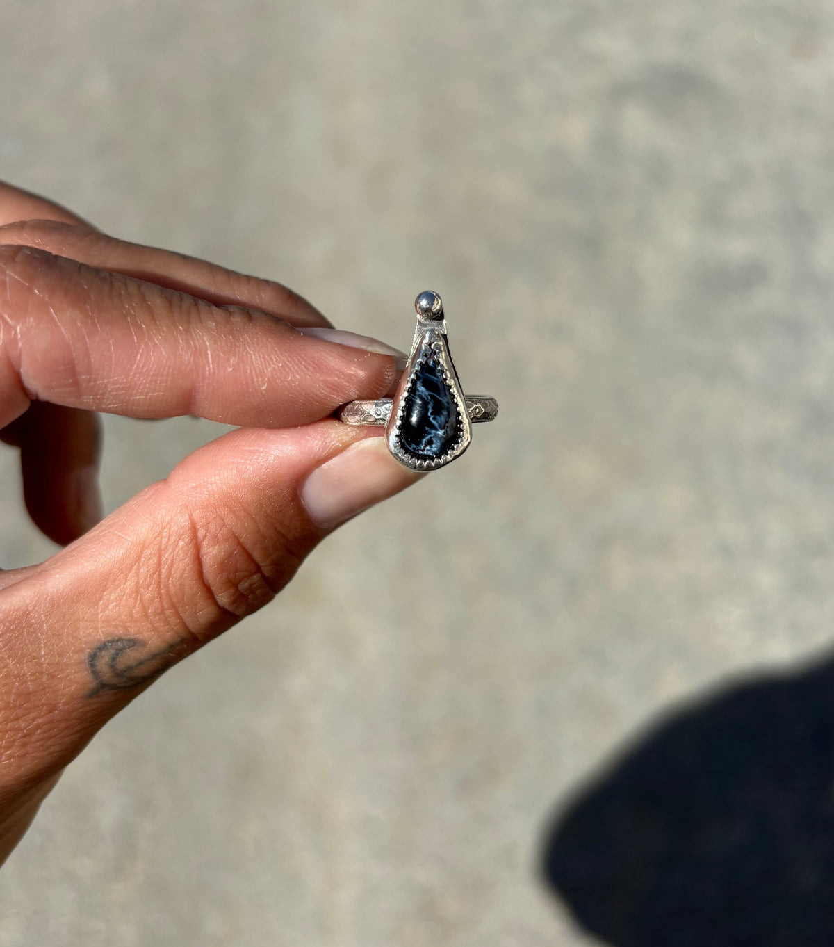 Pietersite Teardrop Ring