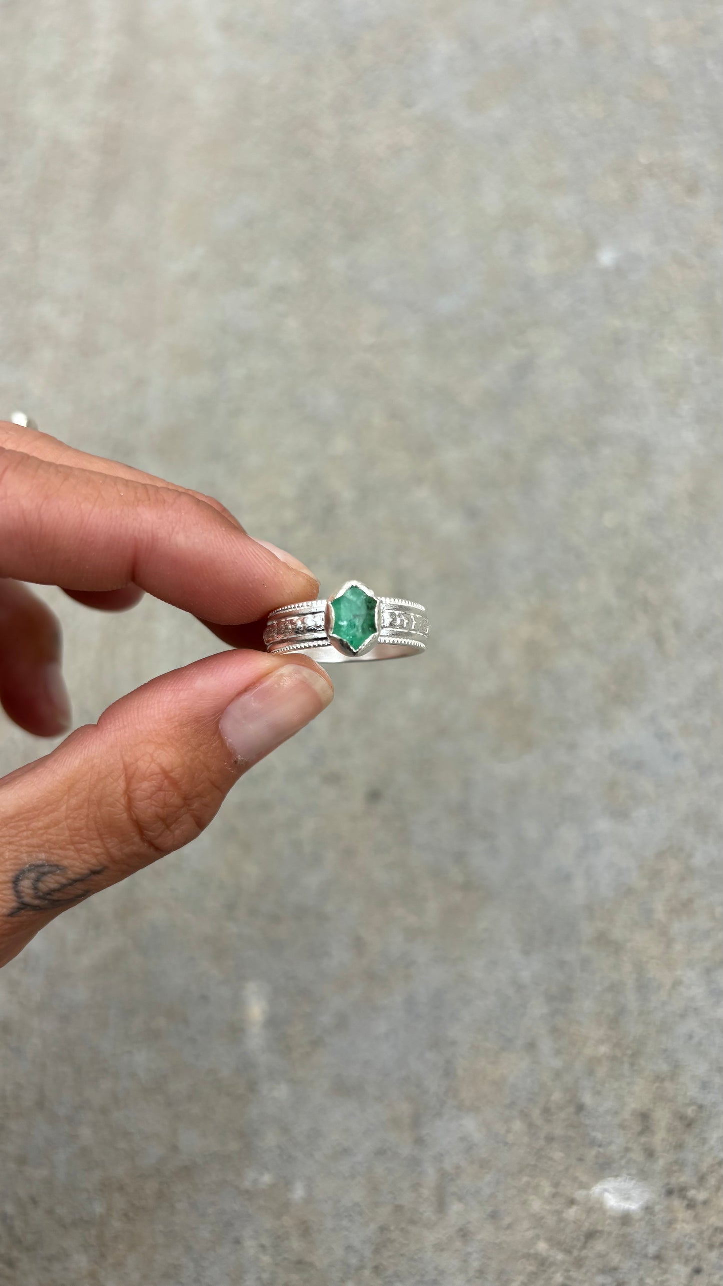 Emerald Silver Ring