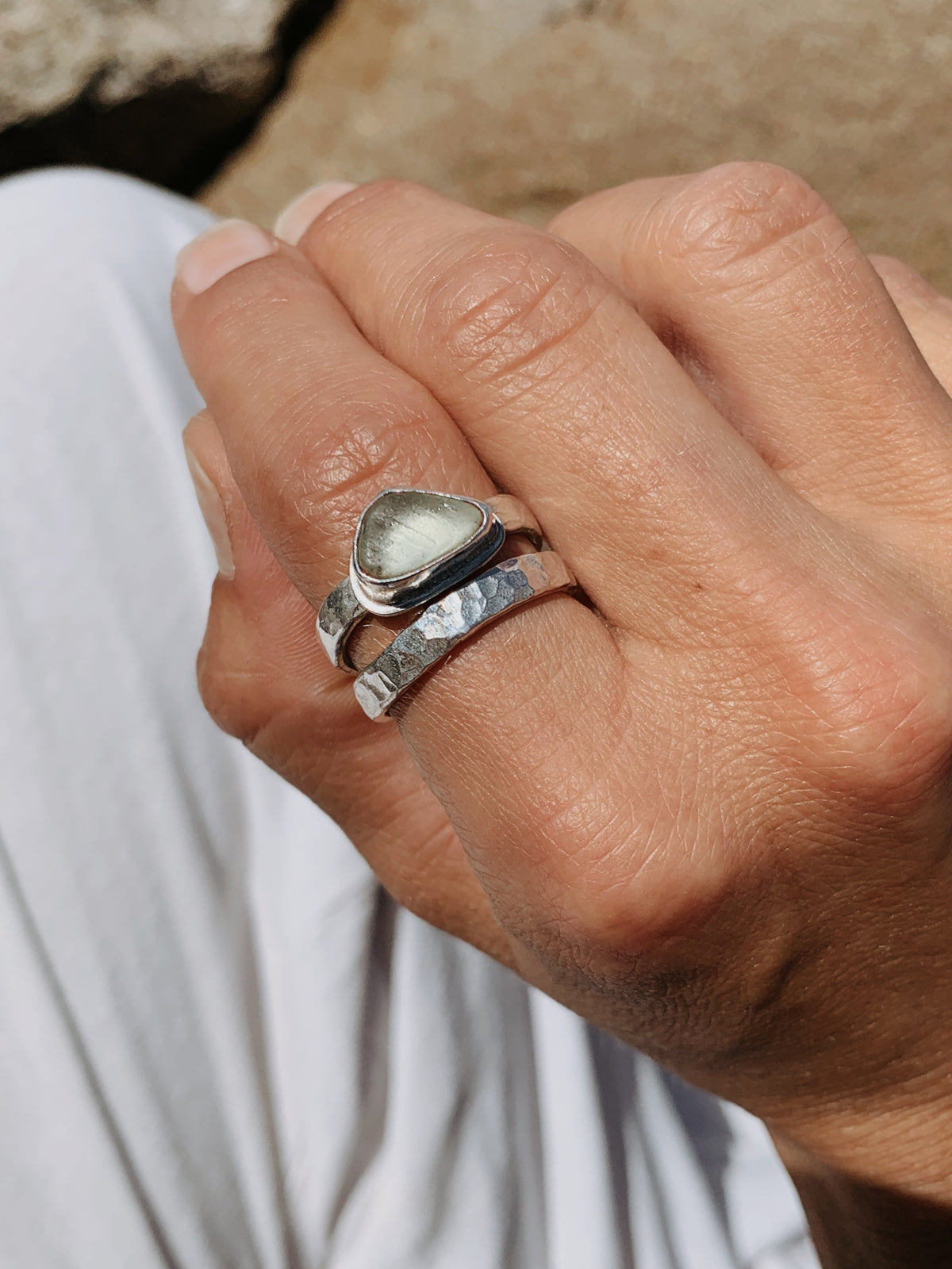 Hammered Silver Ring Band
