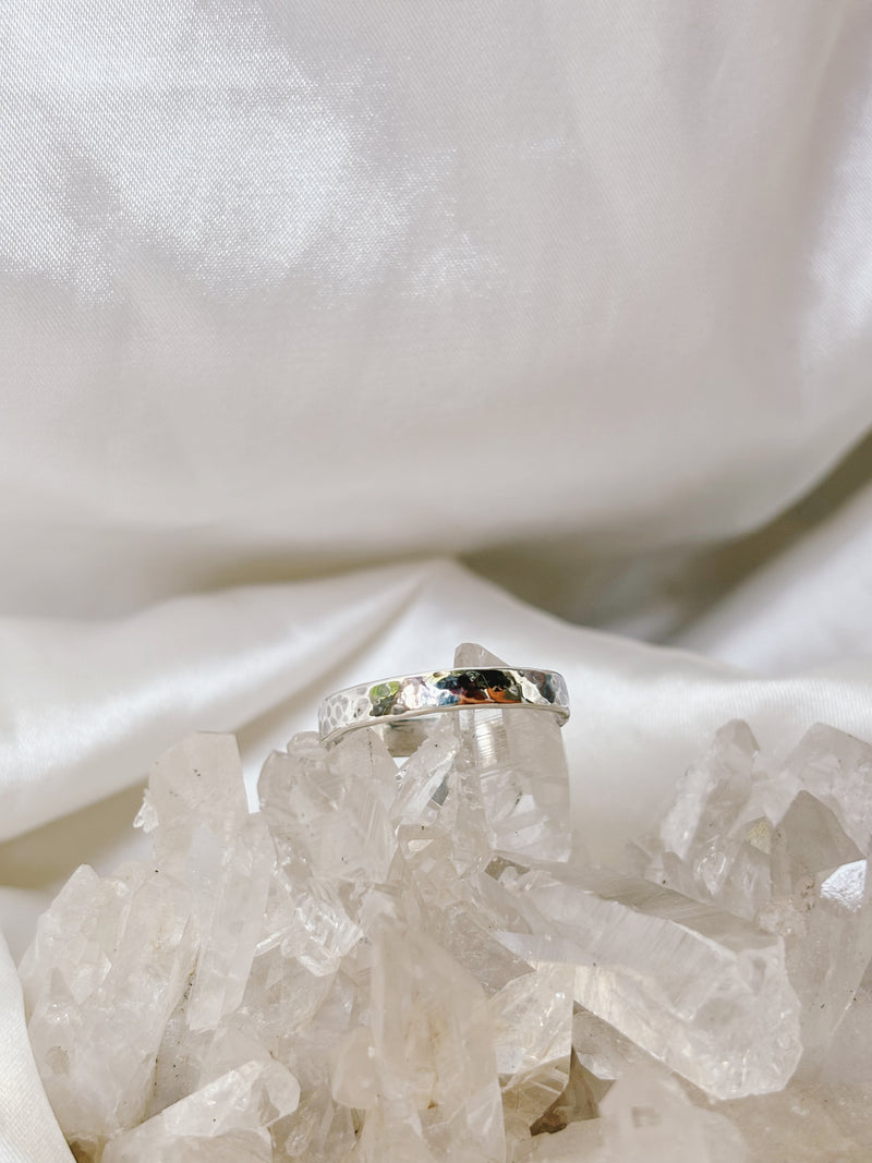 Hammered Silver Ring Band