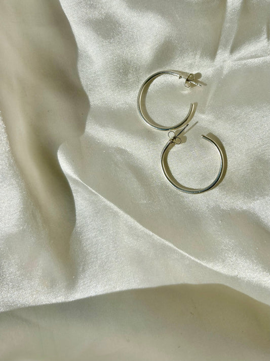 Medium Silver Hoop Earrings