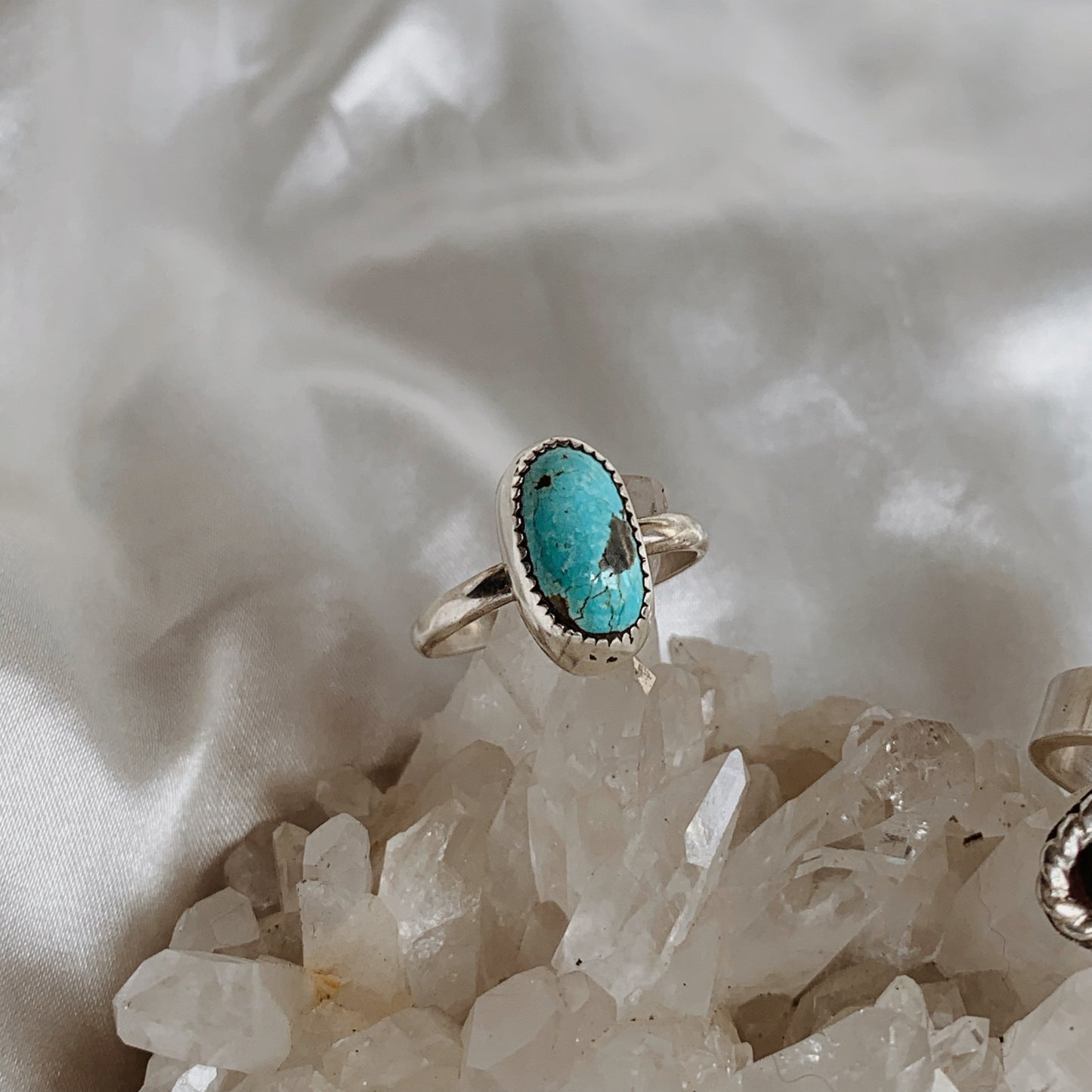 Handmade Turquoise Ring Size 10 | Sterling Silver Statement Ring | Boho Western Jewelry | Natural December Birthstone Gift
