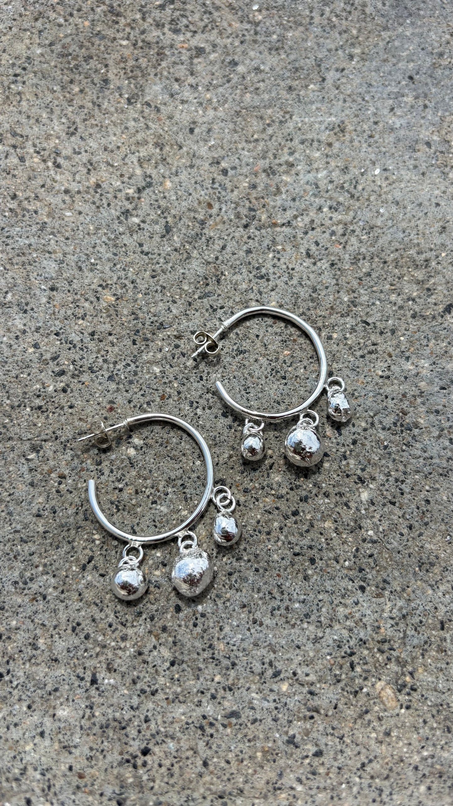 Sterling Silver Ball Drop Hoops