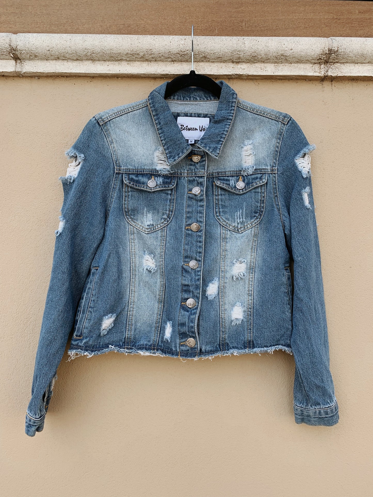 Boho Blue, Ripped & Cropped Denim Jacket