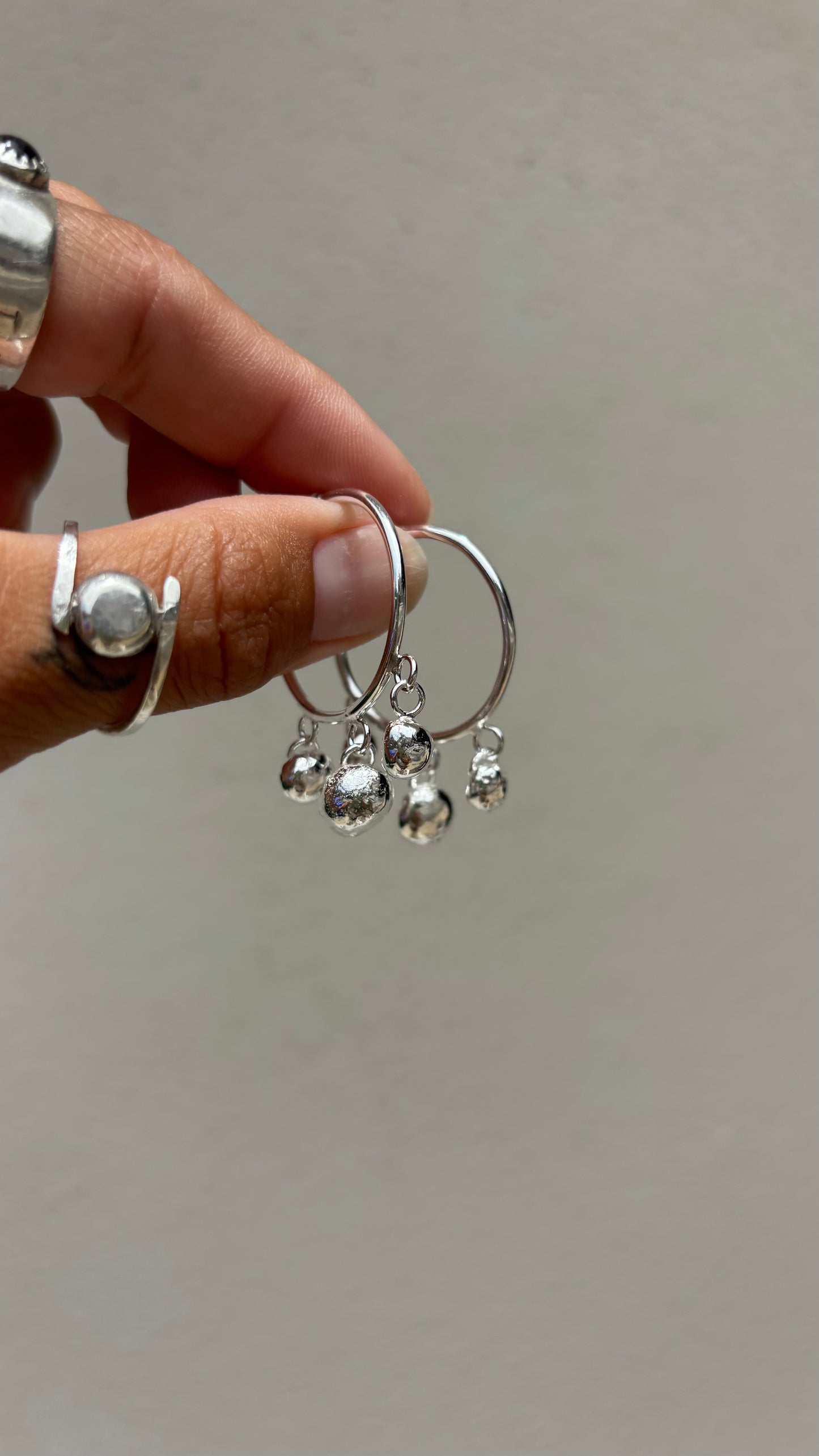 Sterling Silver Ball Drop Hoops