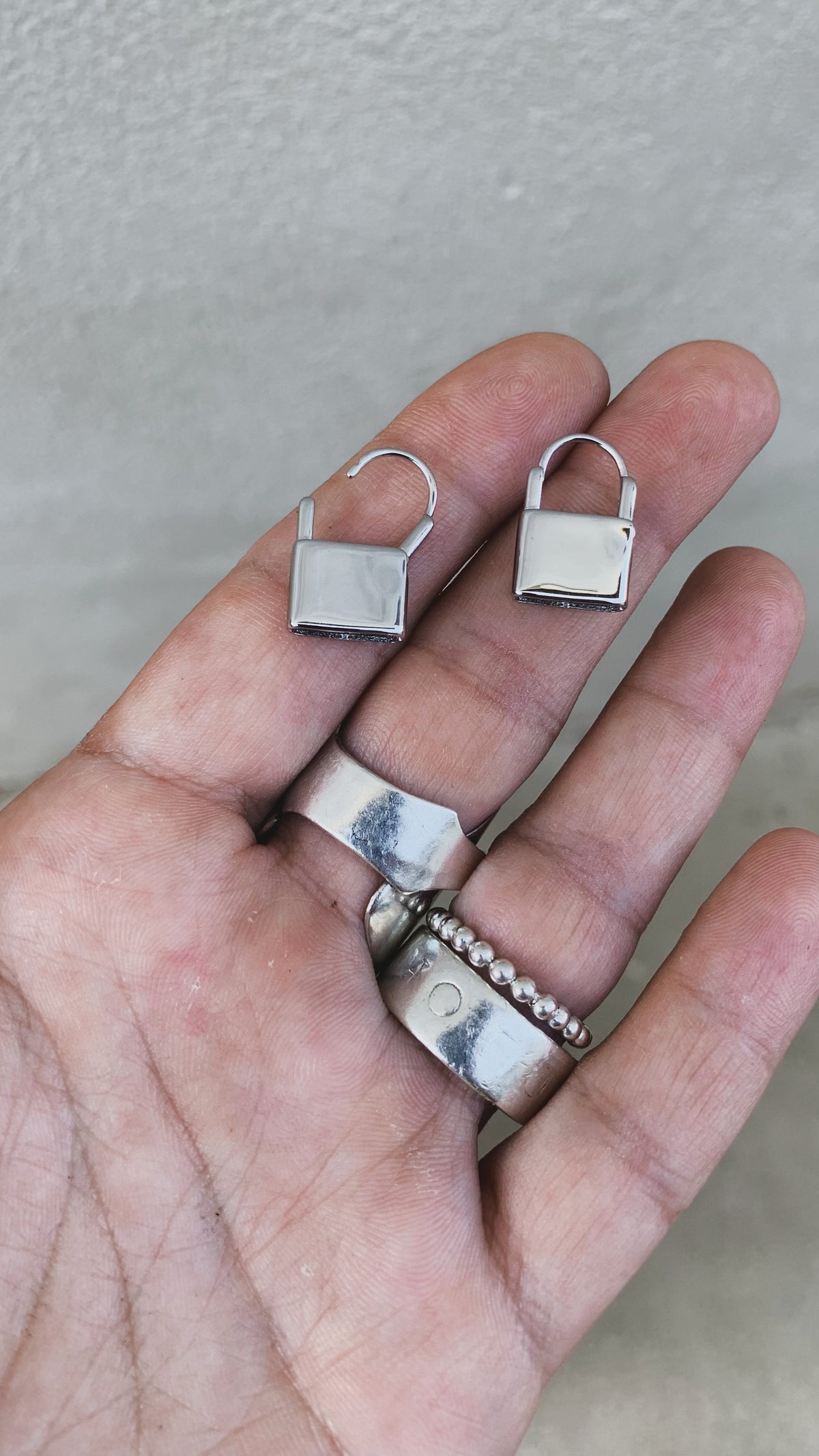 Dainty Lock Huggie Earrings